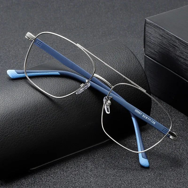 Aror Unisex Full Rim Square Double Bridge Alloy TR90 Eyeglasses 39491 - Lightweight & Durable Frames for Men & Women - Perfect for Reading, Work, and Everyday Use