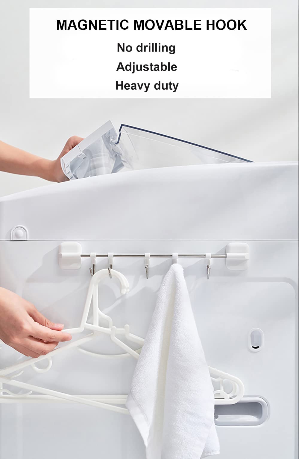 KXLIFE Magnetic Hook Rack for Refrigerator - Heavy Duty Utensil Holder for Grill, Oven & Kitchen - Space Saving Towel Bar Rack (1 Pack) - Perfect for Organizing Kitchen Tools, BBQ Accessories & Dish Towels
