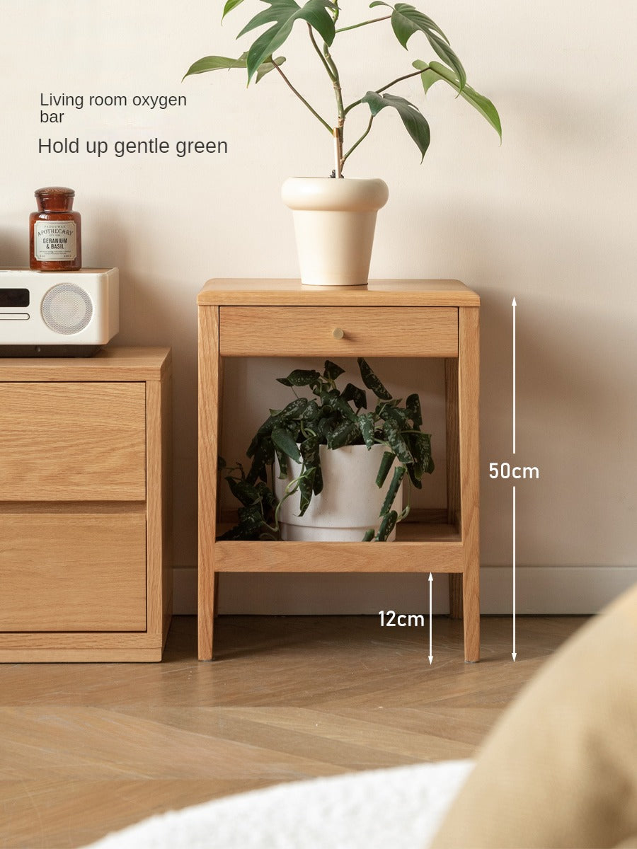 Solid Oak & Black Walnut Wood Nightstand - Modern Bedside Table with Drawer - Perfect for Bedroom, Living Room, or Office Use