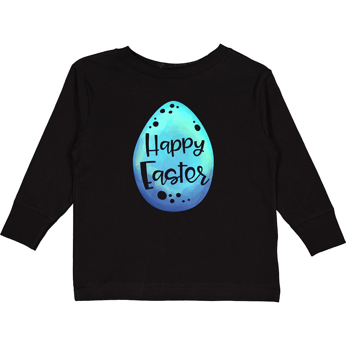 Inktastic Happy Easter Blue Easter Egg Toddler Long Sleeve T-Shirt - Cute Easter Outfit for Boys & Girls - Perfect for Easter Egg Hunts & Family Photos