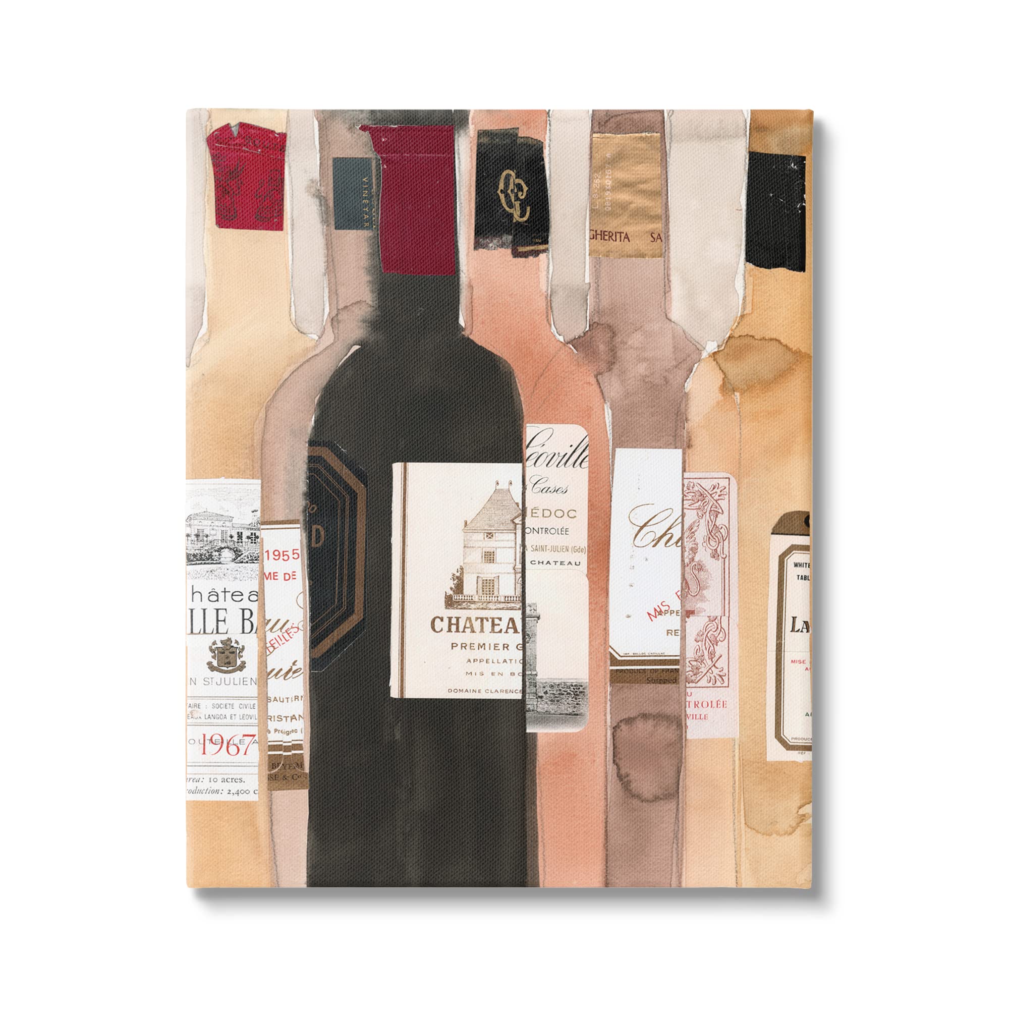 Stupell Industries Vintage Wine & Champagne Bottles Wall Art - Classic Samuel Dixon Design for Home Bar, Dining Room & Kitchen Decor