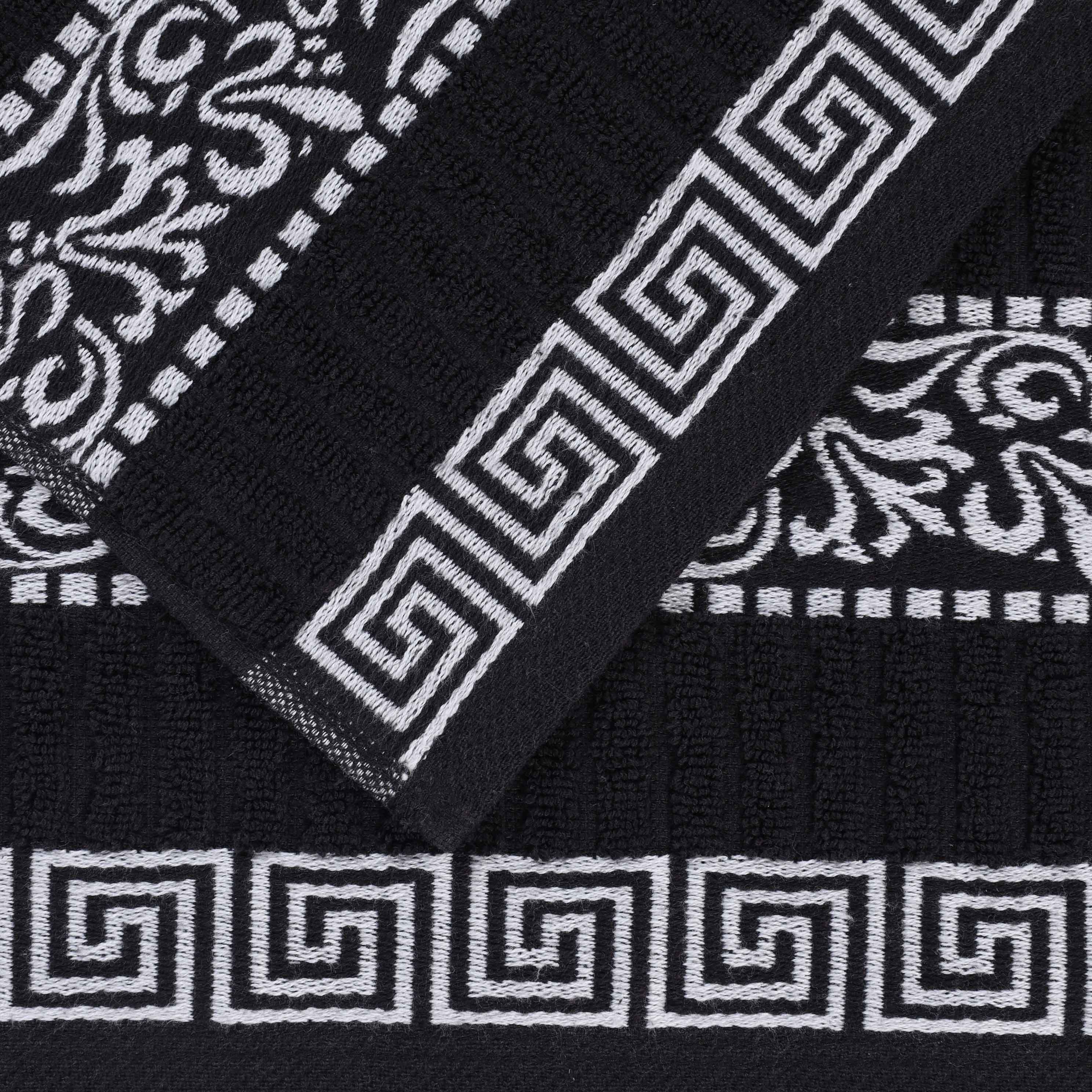 Premium Athens Cotton Greek Scroll & Floral 4-Piece Bath Towel Set - Soft & Absorbent for Spa, Bathroom & Guest Room Decor