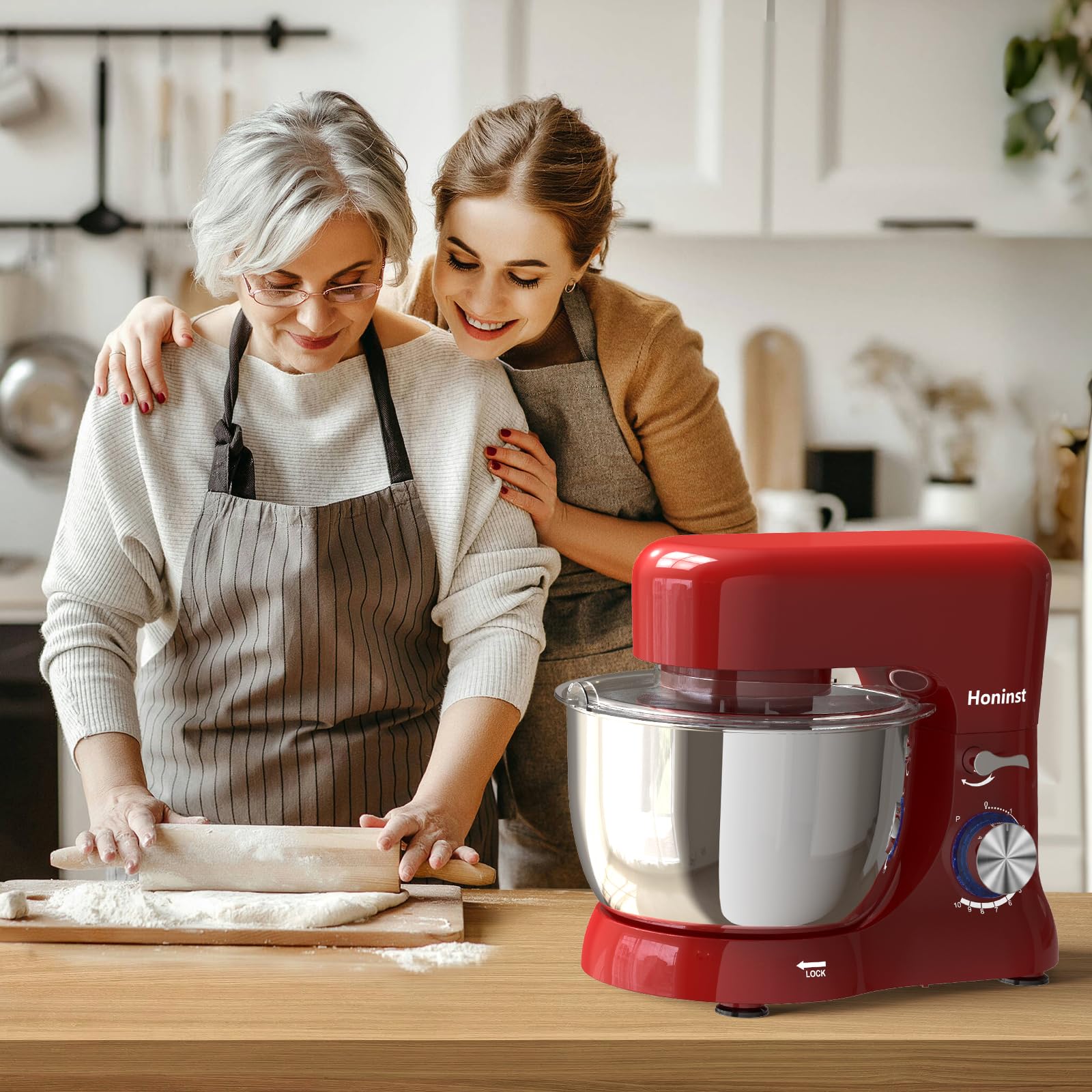 **5.5QT Stand Mixer - 10-Speed Tilt-Head Electric Kitchen Mixer with Bowl, Dough Hook, Whisk & Beater - Perfect for Baking Cakes, Cookies & Dough - Ideal for Home Bakers & Cooking Enthusiasts (Red)**