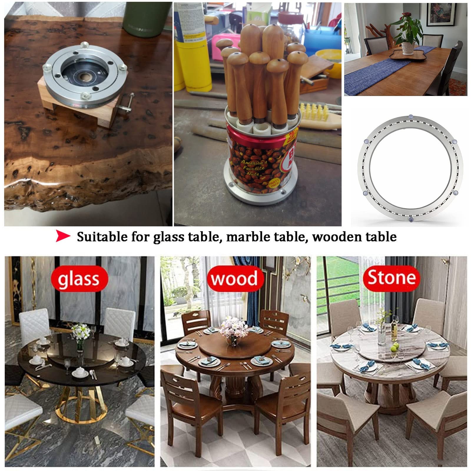 32-Inch Aluminum Rotating Lazy Susan Turntable - Silent Ball Bearing Swivel Base for Dining Table, TV Stand, Computer Monitor & Kitchen Organization - Silver Round Plate (800mm) | Perfect for Serving Dishes, Displaying Decor, or Organizing Spices