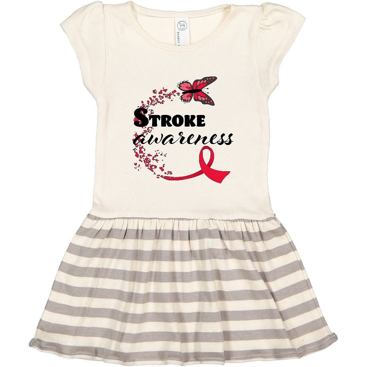 Inktastic Stroke Awareness Butterfly Red Ribbon Toddler Dress - Cute & Comfortable Kids Outfit for Awareness Events, Fundraisers & Everyday Wear