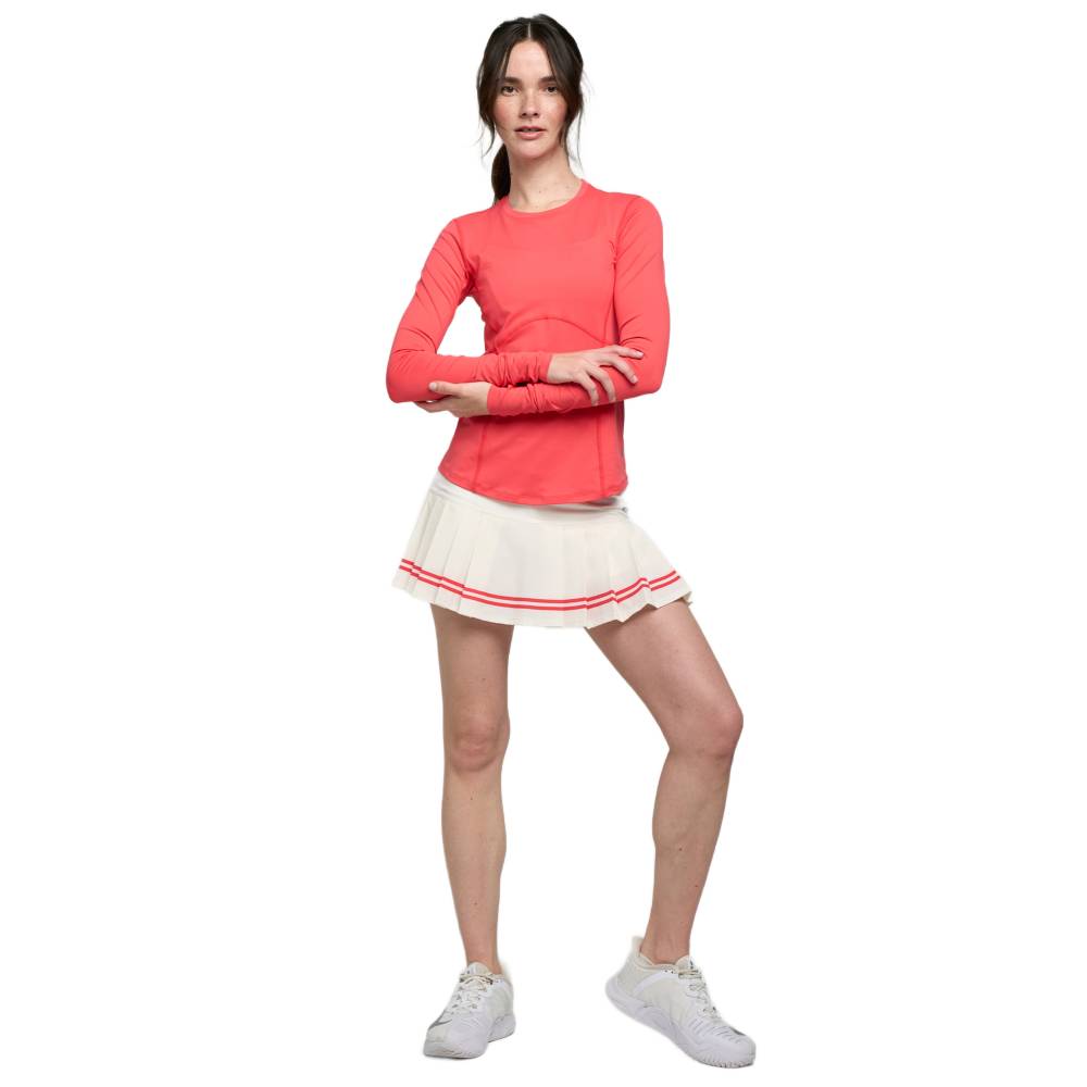 Lija Women's Nevo Club Skort - 13 Inch Tennis Skirt with Built-in Shorts - White & Cayenne Color Options - Perfect for Golf, Tennis & Casual Wear
