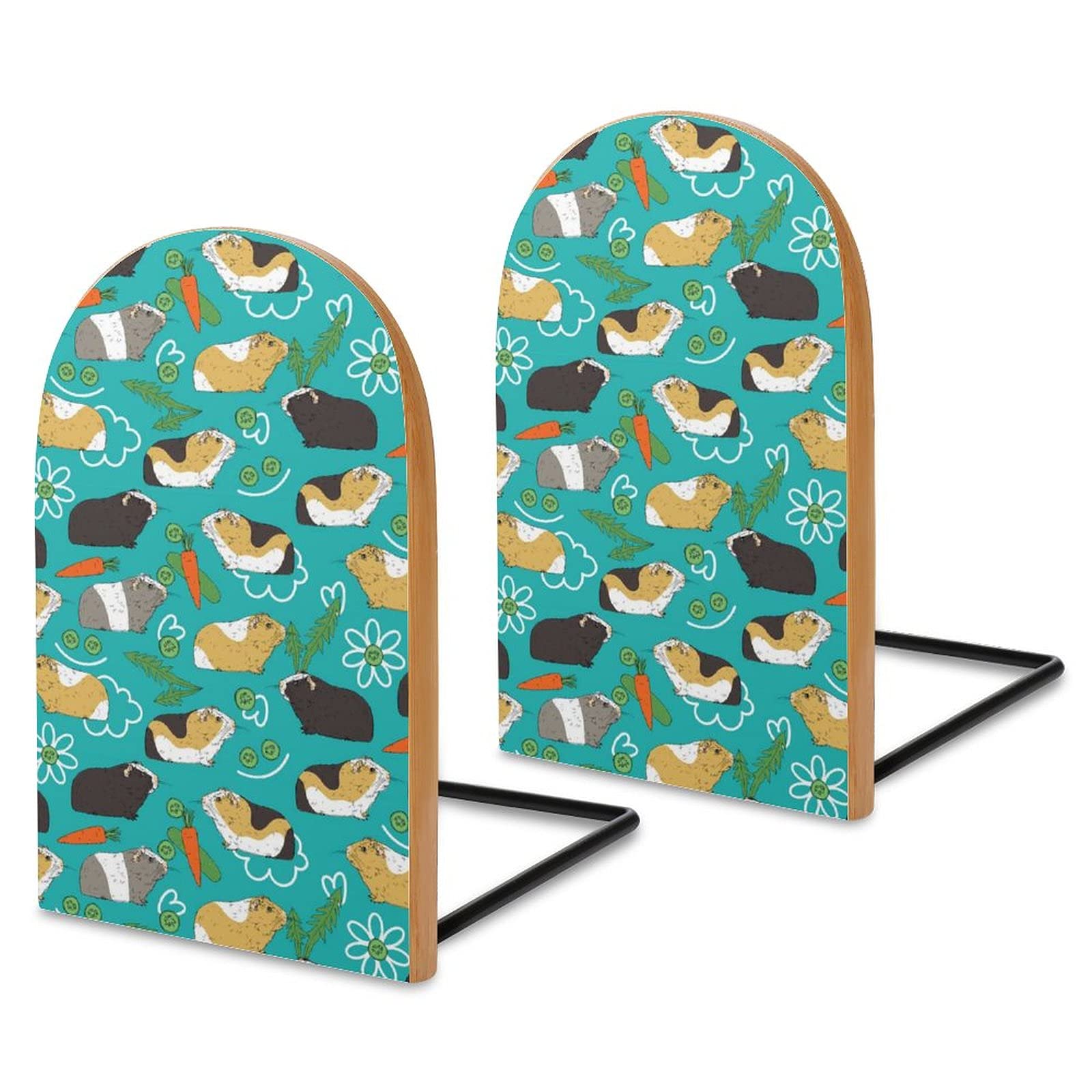 Wooden Guinea Pig Bookends for Shelves - Heavy Duty Book Holder & Shelf Divider - Modern Home Office Decor (1 Pair) - Perfect for Organizing Books, Displaying Collectibles in Living Room, Bedroom or Study