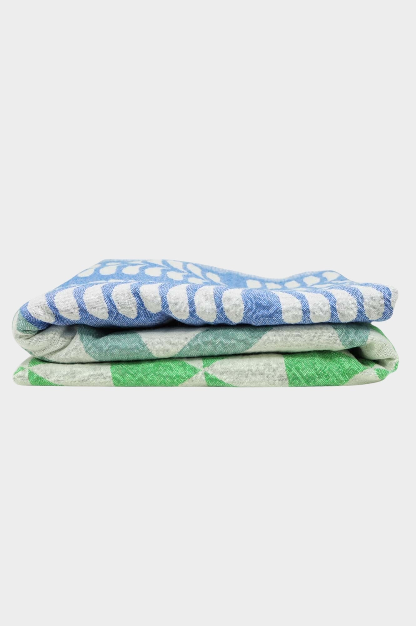 Premium Greek Pestemal Towels - Super Absorbent & Quick-Drying - Lime & Blue Striped - Perfect for Beach, Yoga, Travel & Home Decor