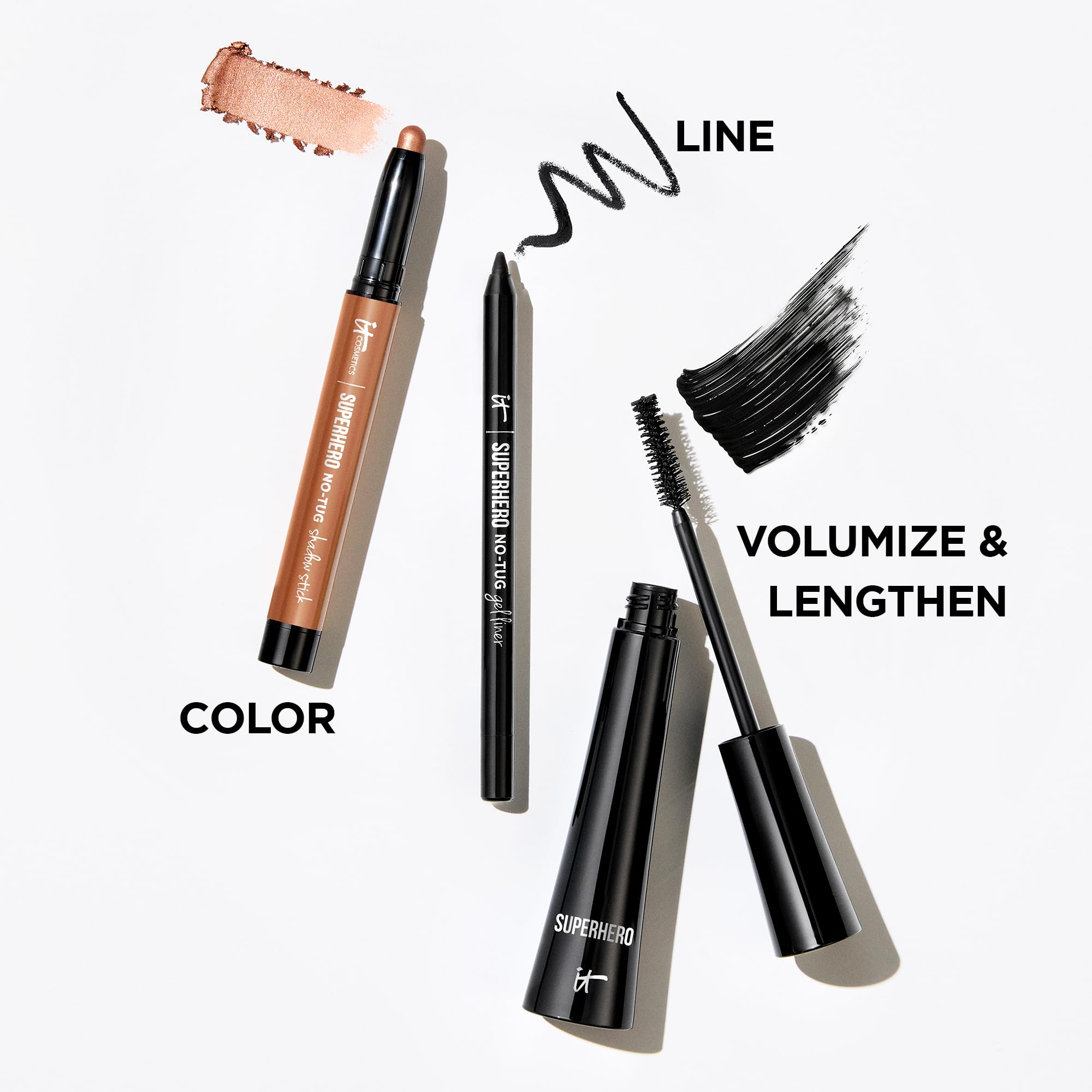 IT Cosmetics Superhero Mascara - Volumizing & Lengthening Black Mascara with Collagen, Biotin & Peptides - Buildable Lash Volume for Sensitive Eyes - Lifting & Curling Formula - Perfect for Everyday Wear & Special Occasions