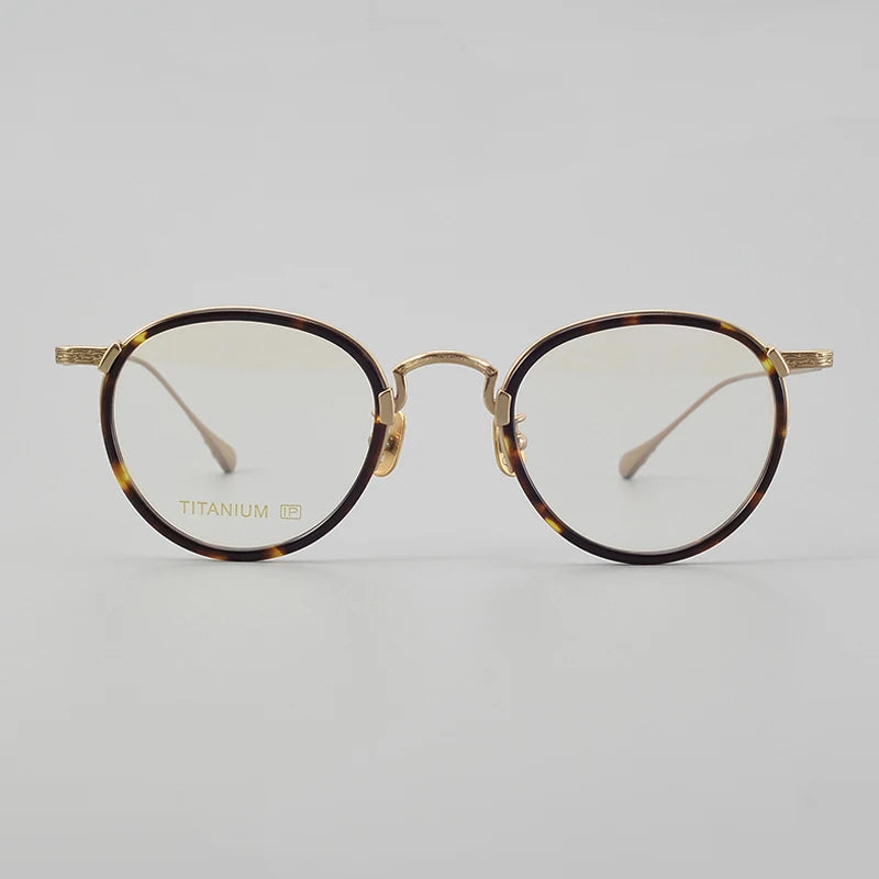 Unisex Black Full Rim Oval Titanium Acetate Eyeglasses E046 - Lightweight & Durable for Work, Reading & Fashion
