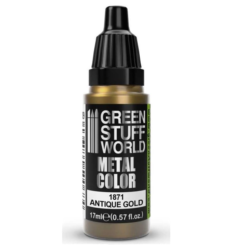 Green Stuff World Metallic Paint Antique Gold 1871 - Premium Model Paint for Miniatures, Warhammer, D&D, and Scale Models - Perfect for Tabletop Gaming, DIY Crafts, and Hobby Projects