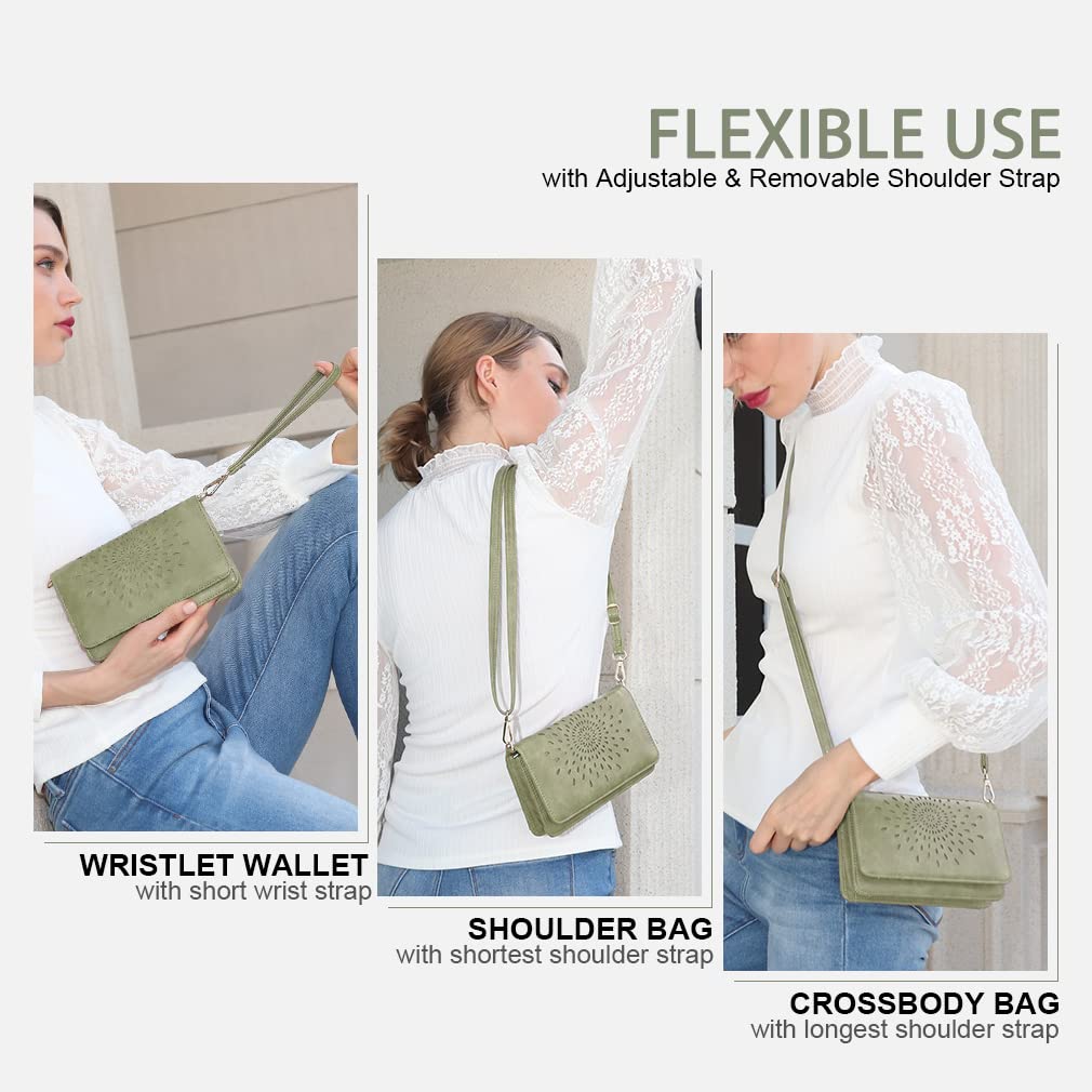 APHISON Women's RFID Blocking Crossbody Bag - Multi-Function Small Purse with Card Holder, Phone Pocket & Wristlet Strap | Perfect for Travel, Shopping & Everyday Use