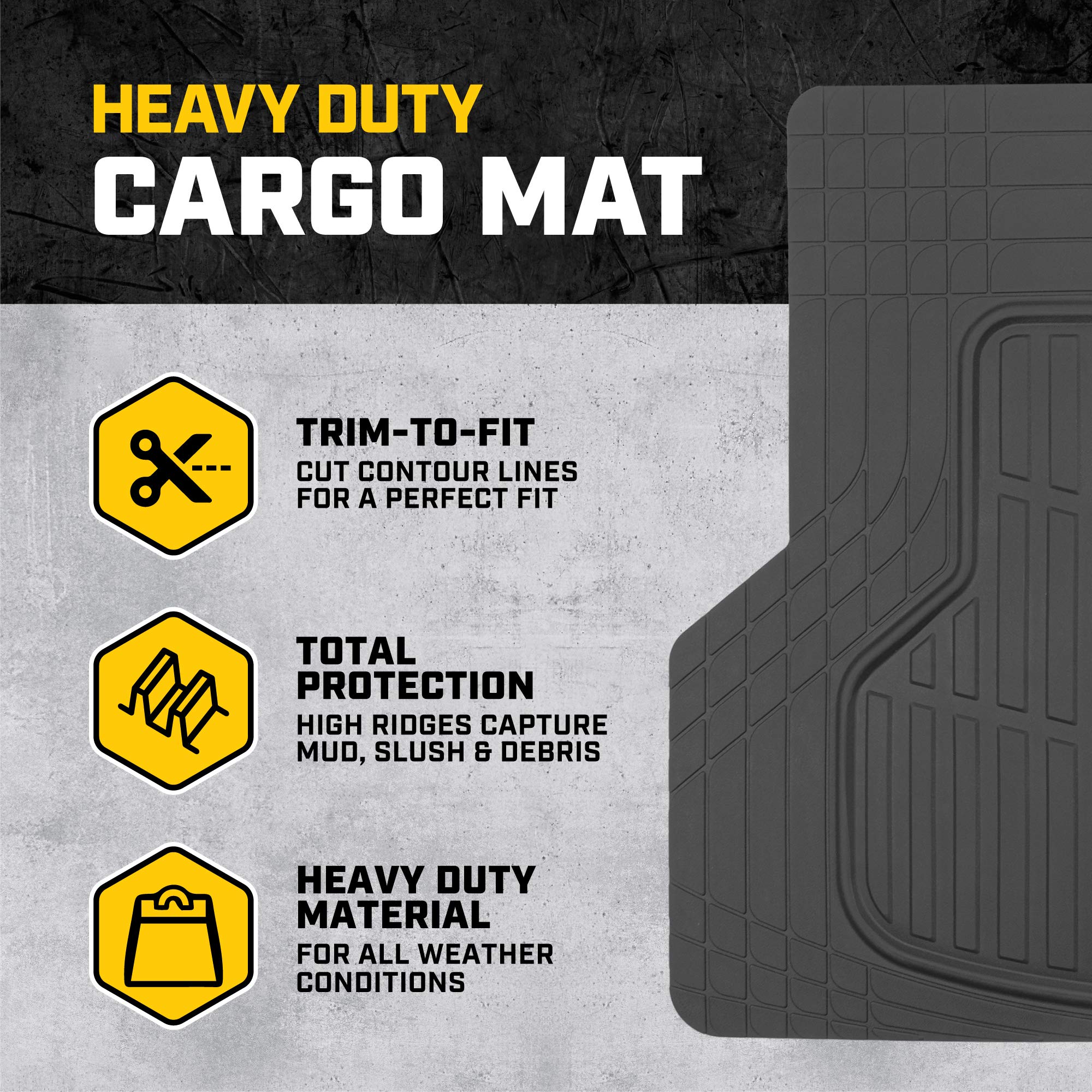 **Cat® ToughRide Heavy Duty Rubber Floor Mats & Cargo Liner for Car, SUV, Van, Sedan – All Weather, Trim-to-Fit, Deep Dish Design – Perfect for Off-Road, Work Trucks & Family Vehicles**