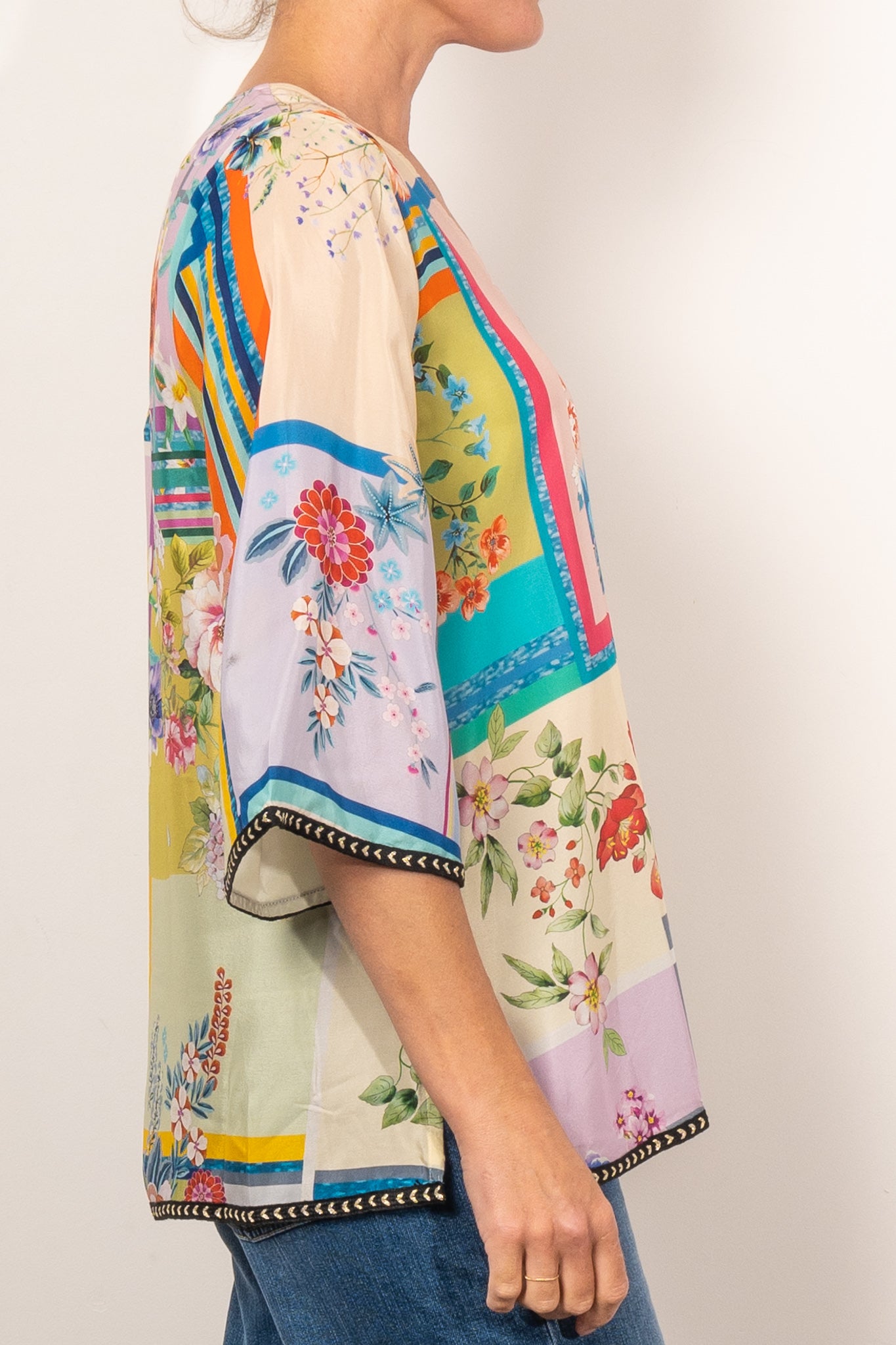 Johnny Was Cali Blouse Stallion - Boho Floral Embroidered Women's Top for Casual Wear & Summer Outfits