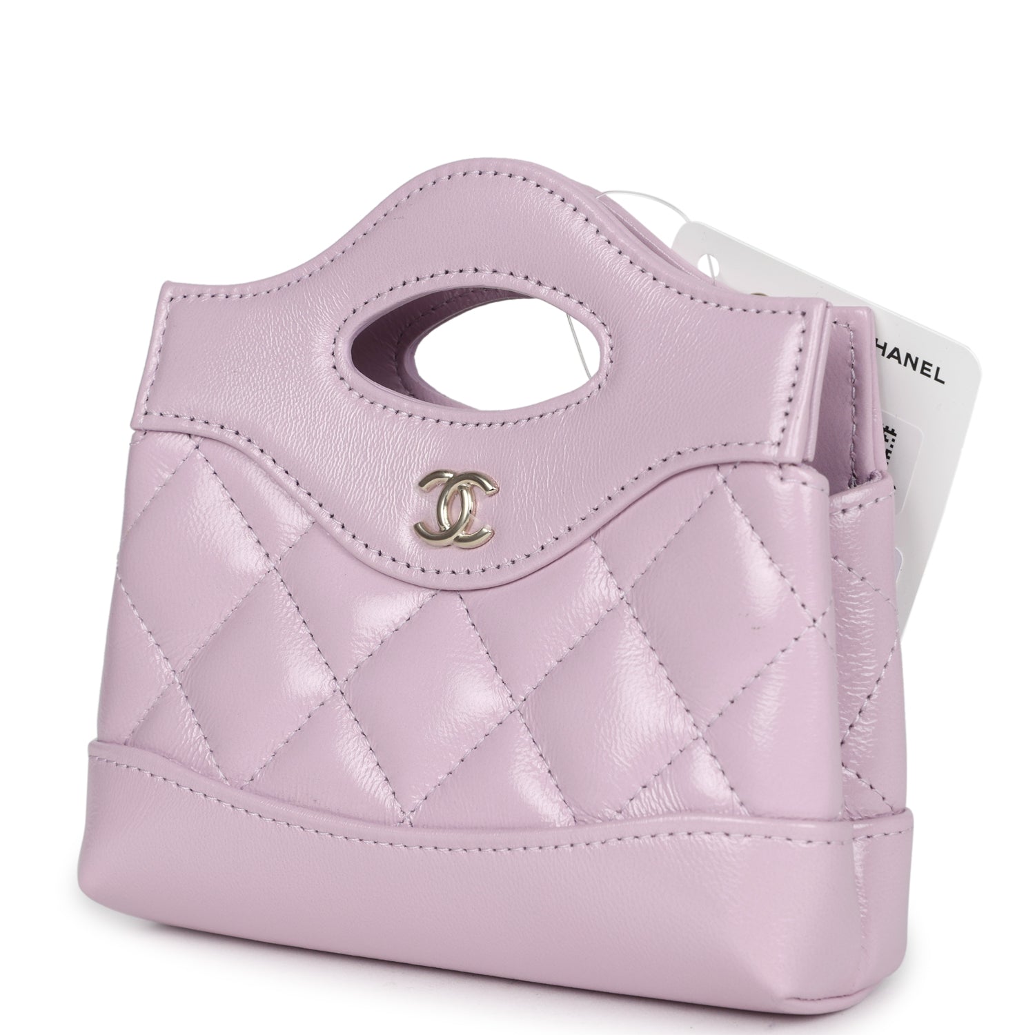 Chanel Micro 31 Shopper Bag in Light Purple Shiny Lambskin with Light Gold Hardware - Luxury Crossbody Purse for Women, Perfect for Evening Events & Date Nights