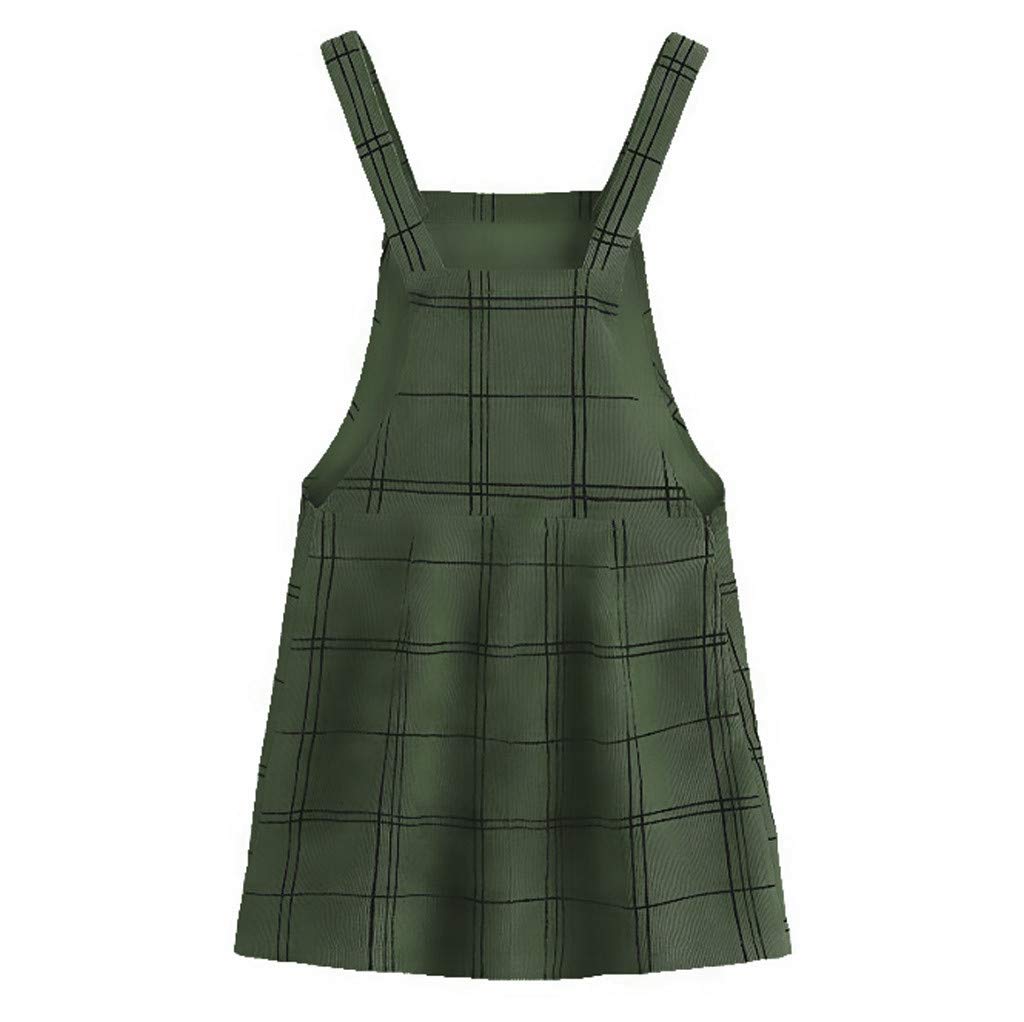 HHmei Women's Plaid Corduroy Pinafore Dress - Cute Button-Up Strappy Jumper with Straight Fit | Perfect for Casual Outings, Fall Fashion, and Layering