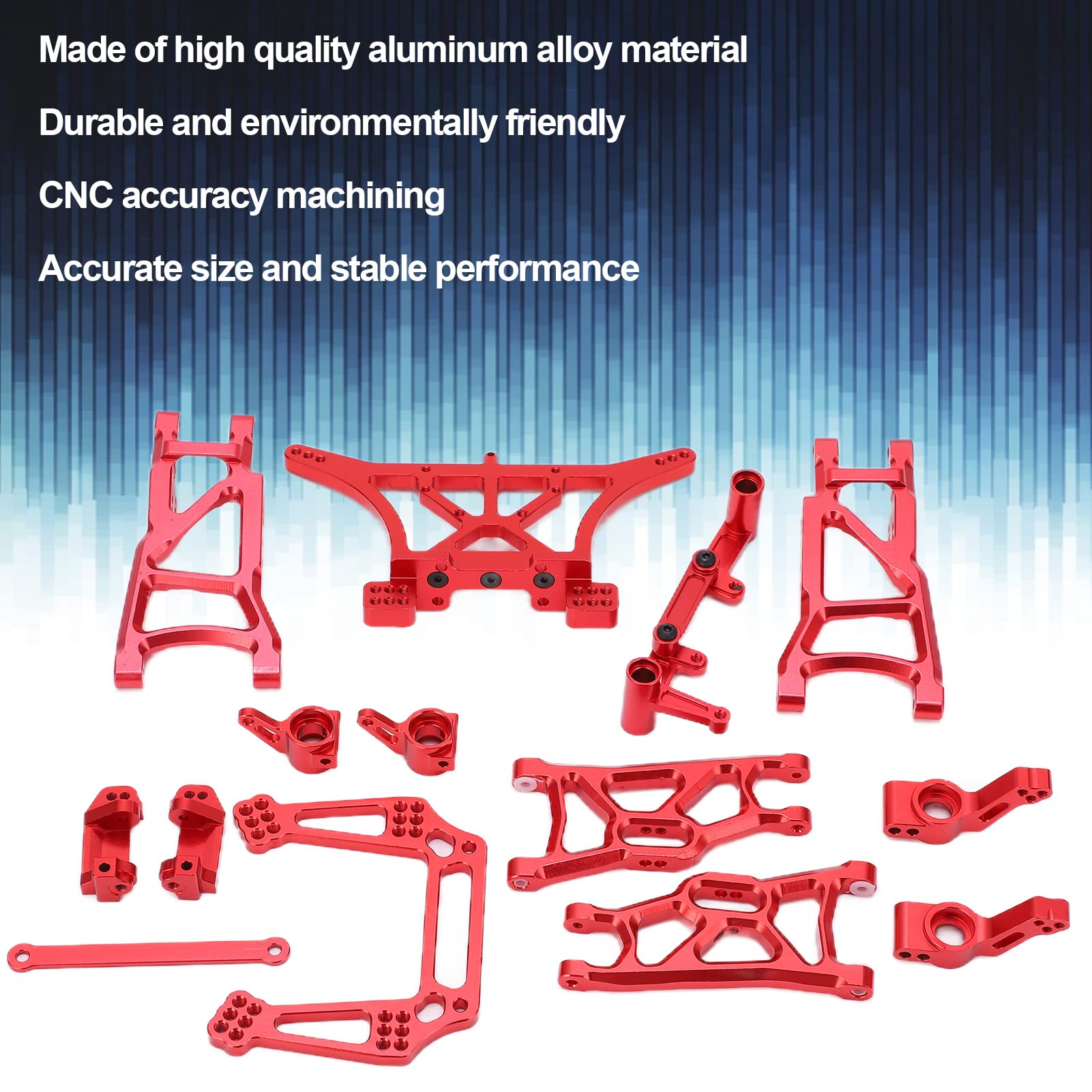 Upgraded Front & Rear Suspension Arm Kit for 1/10 TRAXXAS SLASH 2WD RC Car - Red Aluminum Alloy Parts Replacement - Perfect for Off-Road Racing & Bashing
