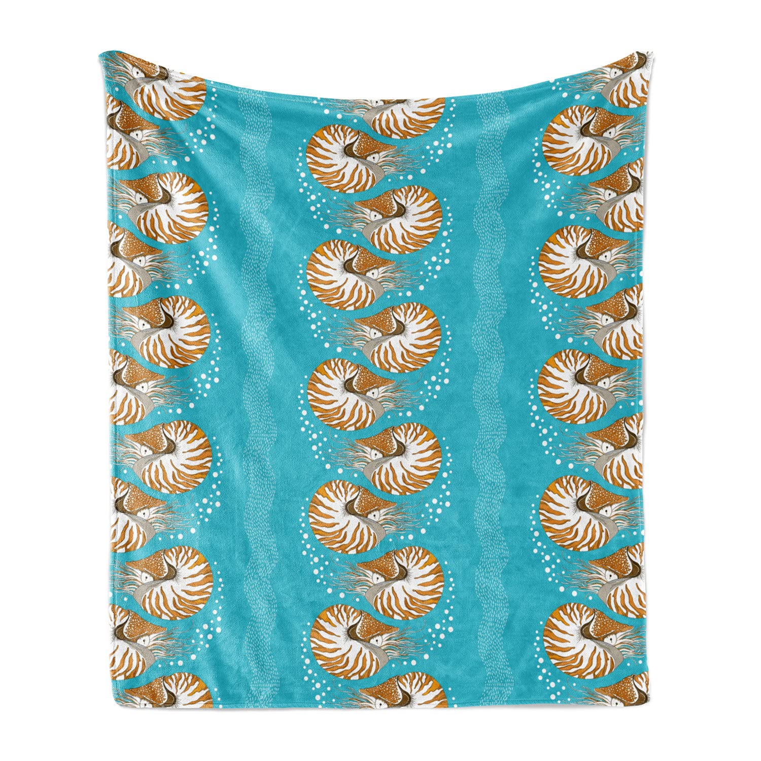 Ambesonne Underwater Throw Blanket - Exotic Chambered Nautilus & Sea Creatures Design, Soft Flannel Fleece Couch Cover (60