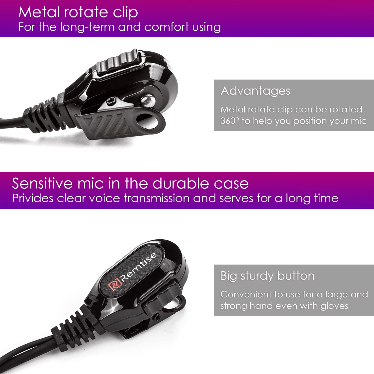 Motorola Walkie Talkie Earpiece with Microphone - BPR40/CP/CLS/DTR/PR/RDU/RMU Series Compatible Surveillance Headset (Black) | Secure Communication for Security Guards, Event Staff & Construction Workers