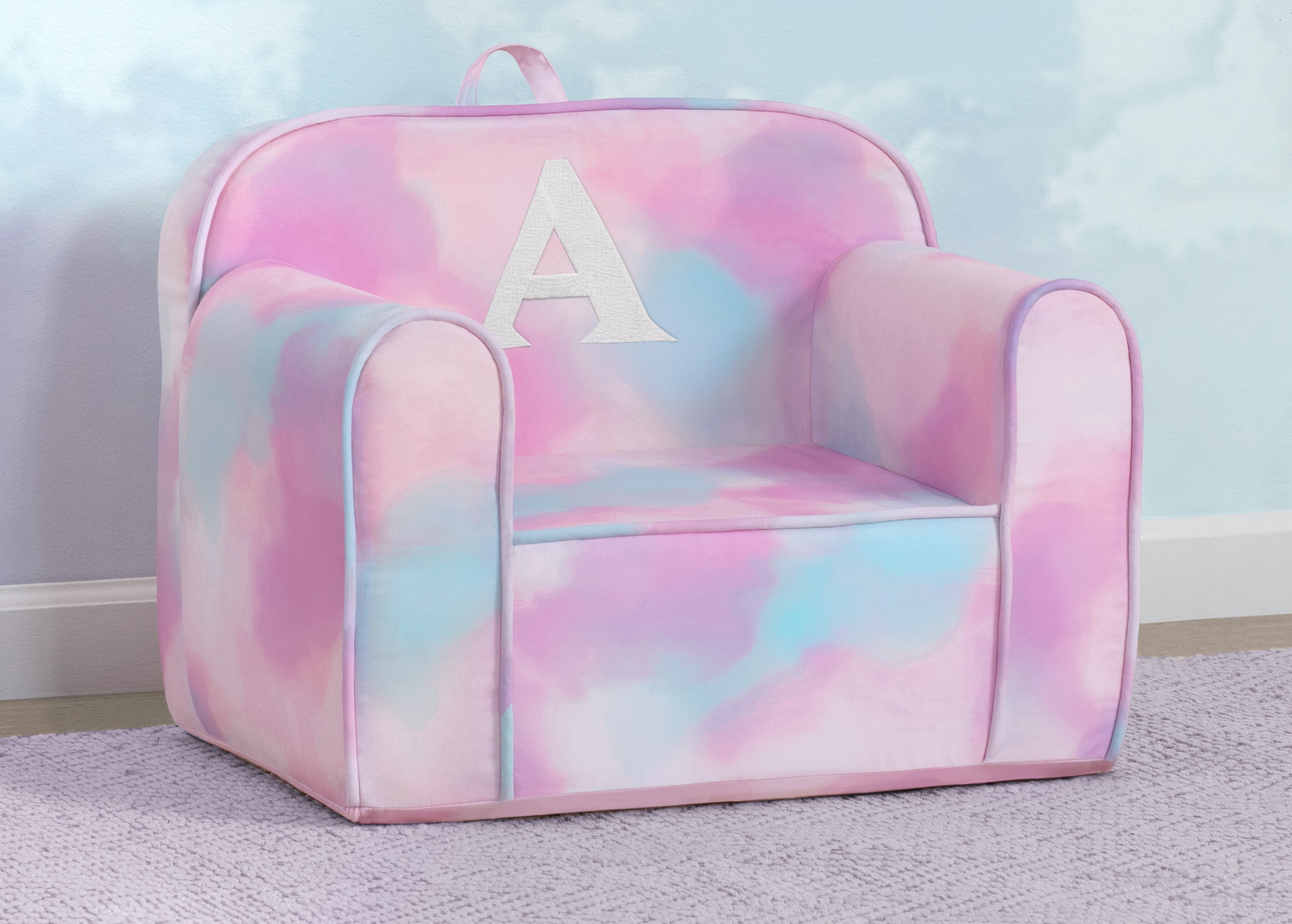Custom Monogram Tie Dye Cozee Chair - Personalized Oversized Lounge Chair for Dorm, Bedroom & Outdoor Relaxation