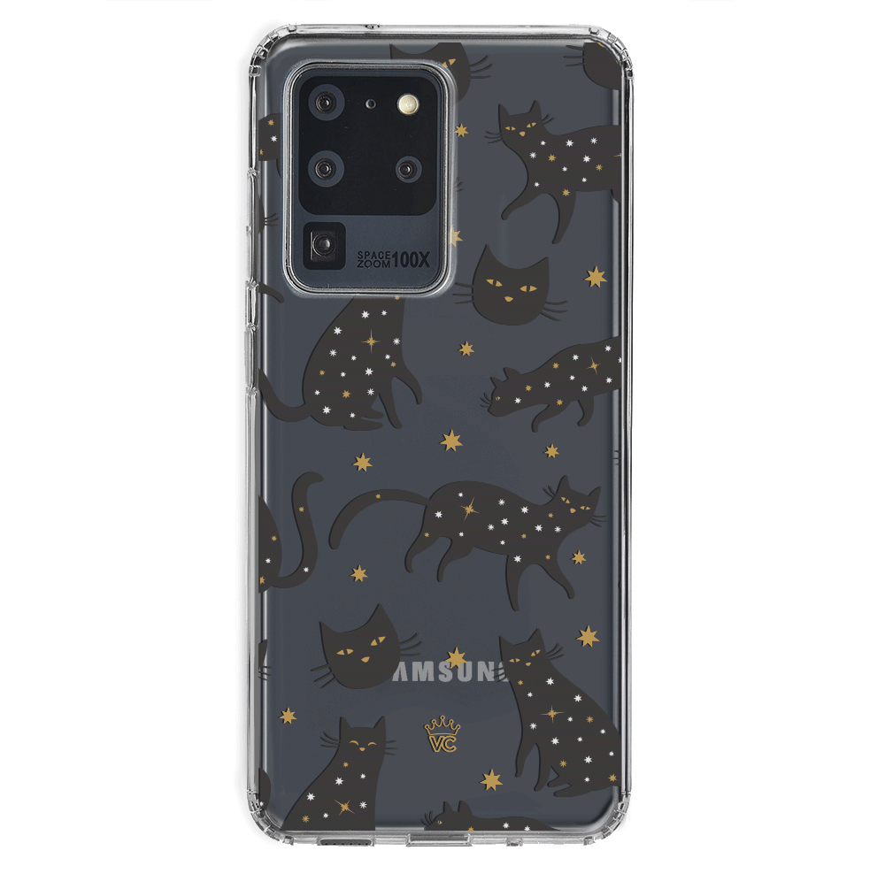 Black Cat Clear Samsung Galaxy Case - Slim Protective Phone Cover for Galaxy S21/S22/S23 - Perfect for Everyday Use & Gift Giving