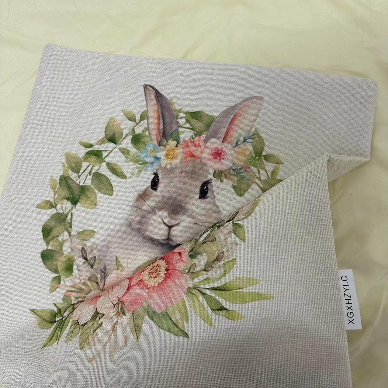 Easter Spring Pillow Covers Set of 4 - 18x18 Inch Bunny Rabbit Decor for Sofa, Couch, Bed & Home Office - Soft Decorative Throw Pillow Cases for Seasonal Home Decor