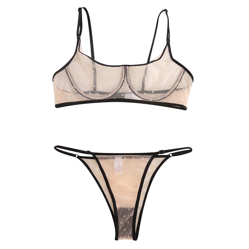 Sexy Lace Two-Piece Women's Underwear Set - Hollow Openwork Design in Yellow (Size L) | Perfect for Valentine's Day, Honeymoon & Romantic Nights