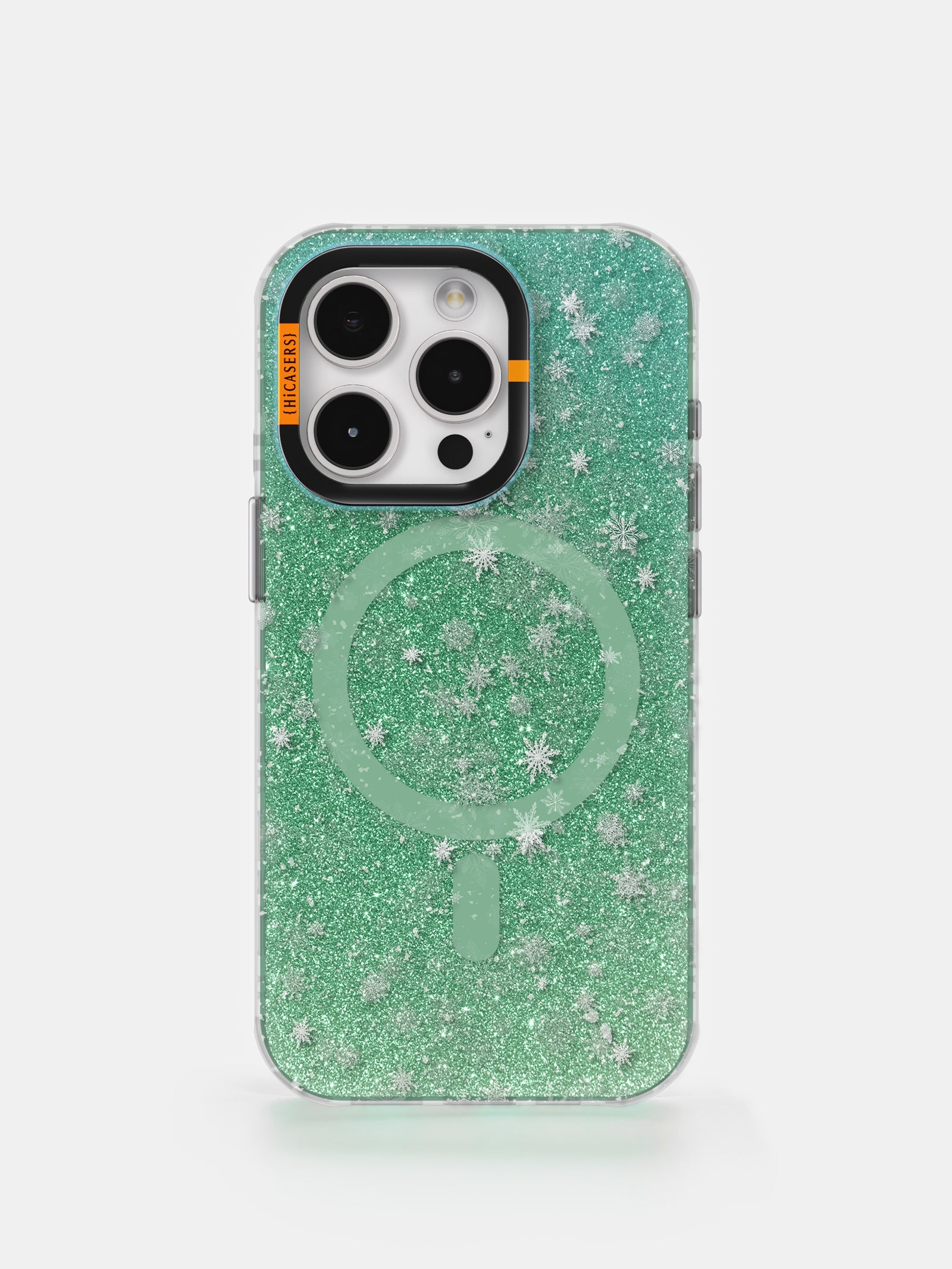 Iridescent Snowflake Pattern Phone Case - Mint Green for iPhone & Samsung | Stylish Protective Cover for Winter & Holiday Season