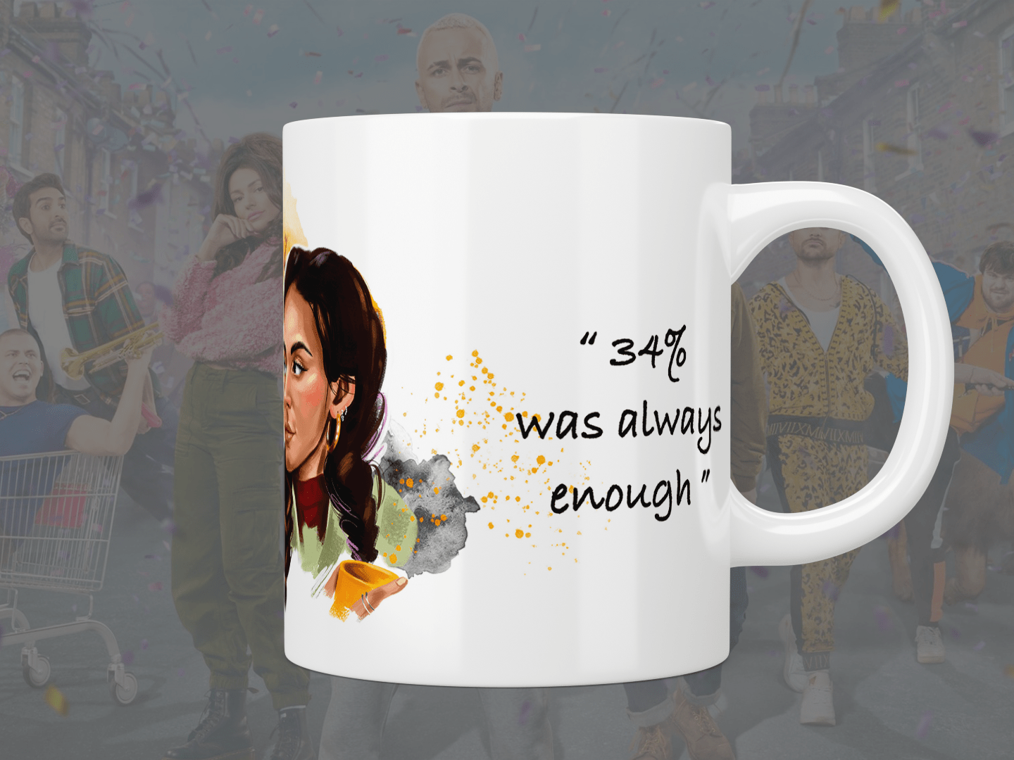 Brassic: Vinnie And Erin '34% Was Always Enough' Coffee Mug - Perfect for Tea, Coffee & Office Gifts