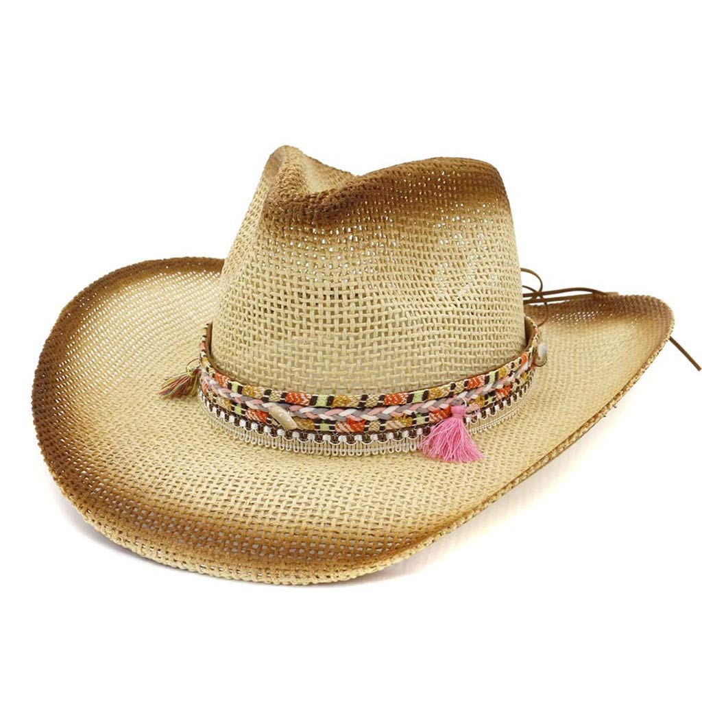 Western Cowboy Hat - Straw Outback Hats for Men & Women - Sun Protection Baseball Cap for Outdoor, Rodeo, and Country Style Fashion