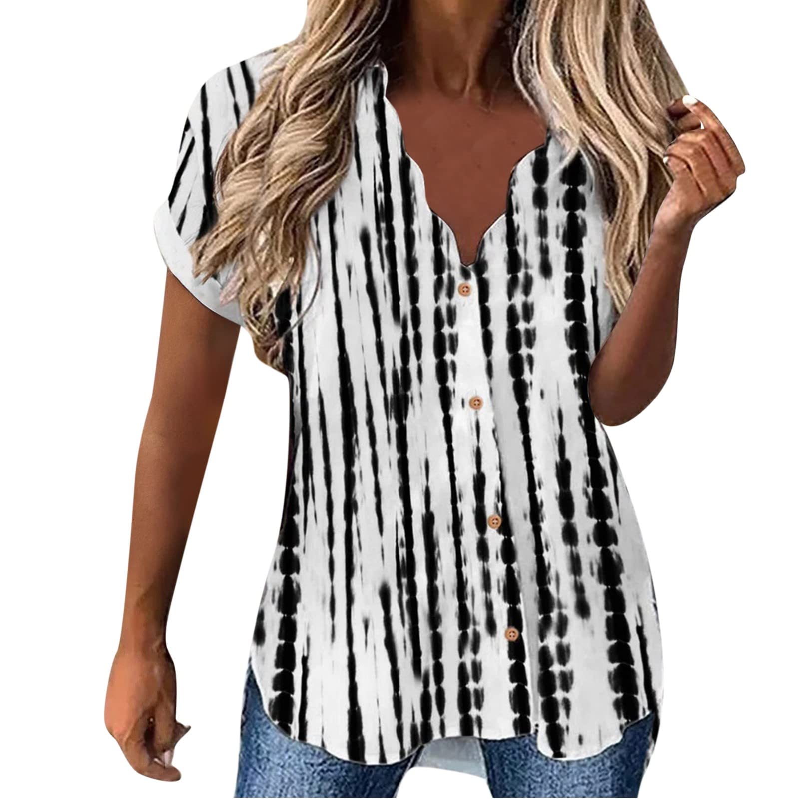 Women's Summer Tops - Sexy V-Neck Short Sleeve Dolman Blouse with Twist Front Detail | Casual & Dressy Loose Fit Tunic for Office, Date Night & Weekend Outings
