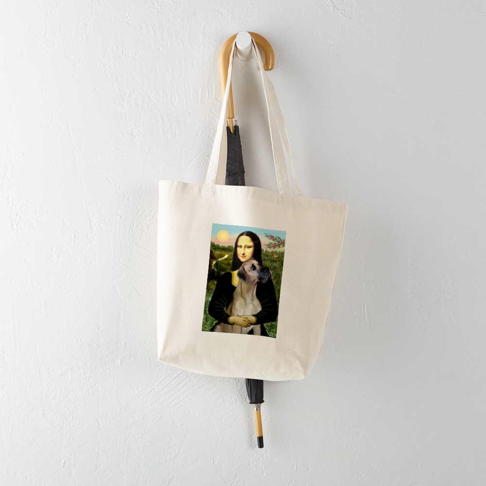 **Mona/Great Dane Canvas Tote Bag - Natural Reusable Shopping Bag for Groceries, Beach & Daily Use**