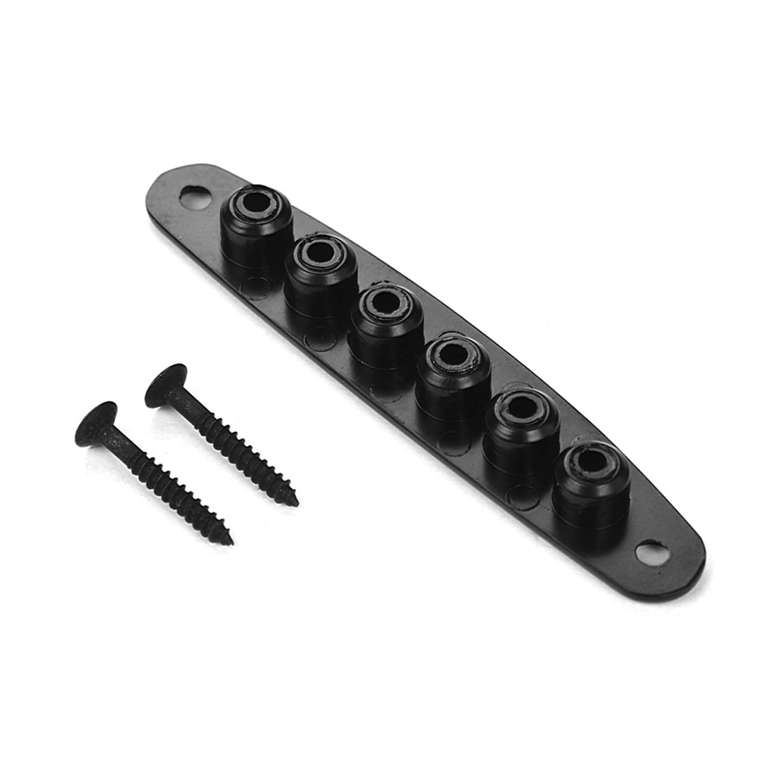 Premium Electric Guitar Bridge Replacement - Heavy Duty Metal String Through Body Ferrules & Bushing Plate (Black) - Perfect for DIY Guitar Repair & Upgrade, Stage Performance & Studio Recording