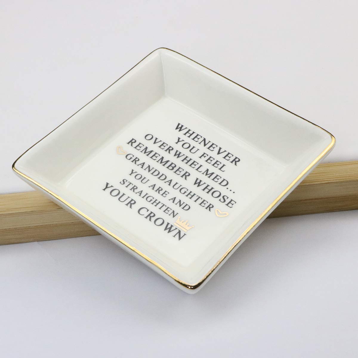 JoycuFF Inspirational Marble Ceramic Jewelry Dish - Elegant Ring & Earring Tray for Women | Perfect Granddaughter Gift for Christmas, Birthday & Special Occasions | Stylish Home Decor & Vanity Organizer