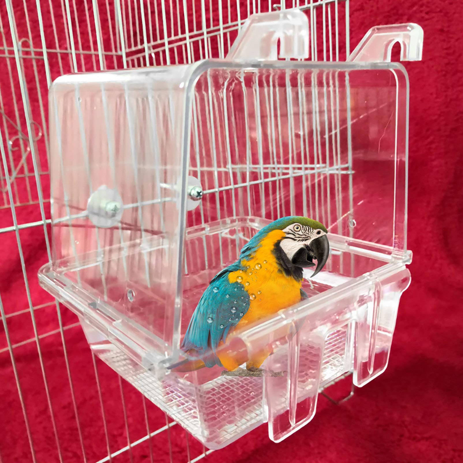 Balacoo Plastic Parrot Bath Box - Bird Bathtub & Cage Accessory for Canaries, Budgies & Small Parrots | Perfect for Cage Cleaning & Bird Grooming
