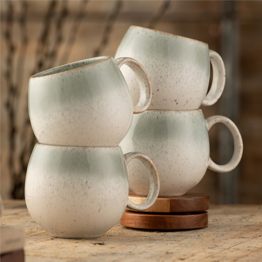 Belleek Living Tivoli Round Coffee Mugs Set of 4 - Elegant Ceramic Tea Cups for Home, Office, or Gift - Perfect for Morning Coffee, Afternoon Tea, and Hot Beverages