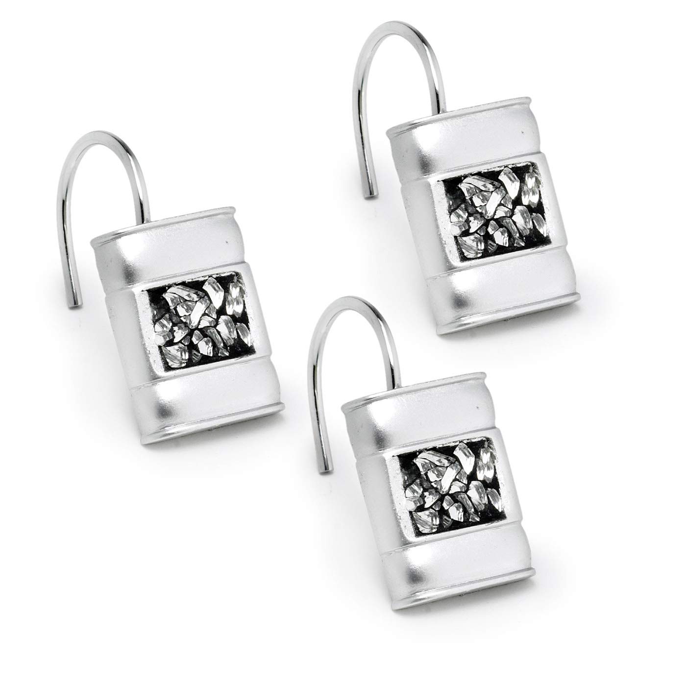 Premium 4-Piece Bathroom Accessory Set - Shower Curtain, Hooks, Contour Mat & Bath Rug (Silver) | Complete Bathroom Decor for Modern Homes & Luxury Hotels