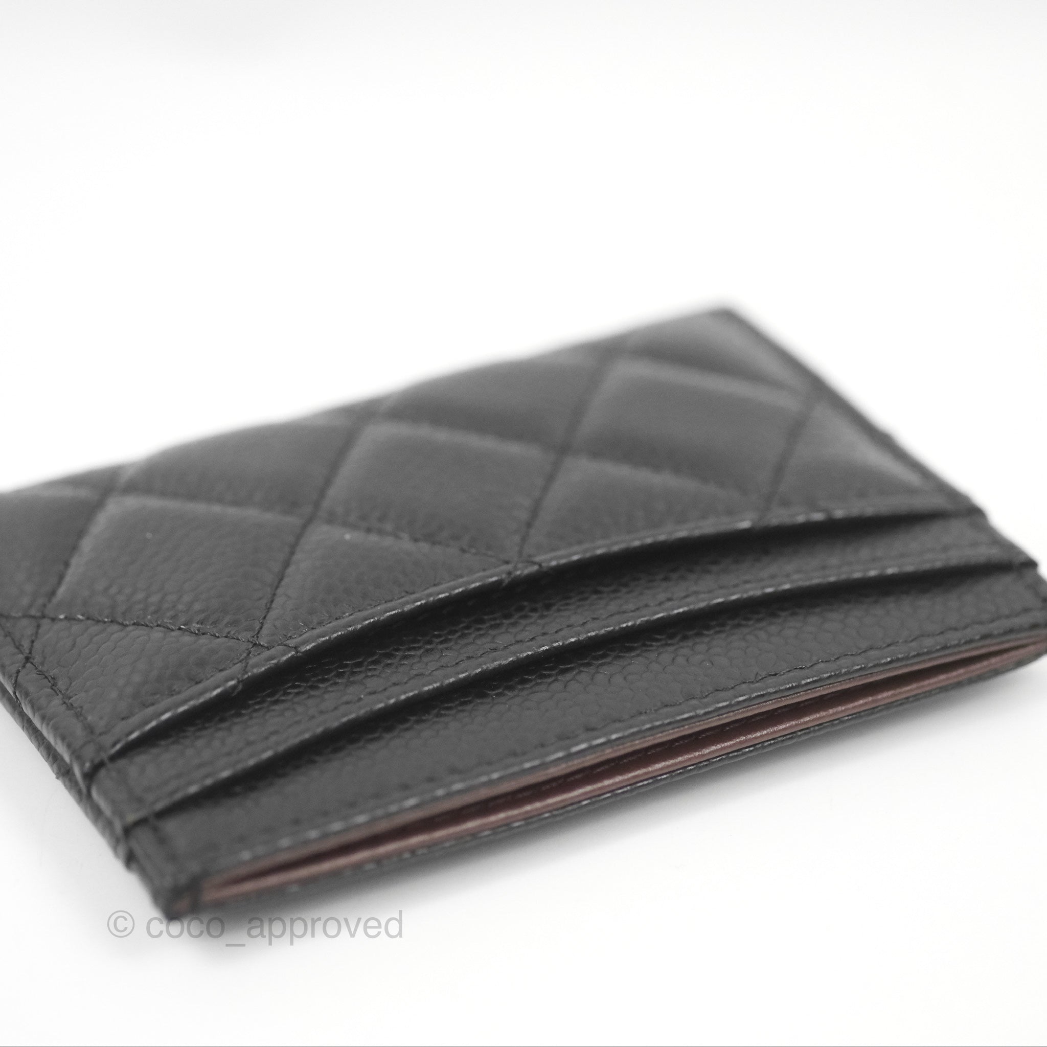 Chanel Classic Flat Card Holder Wallet - Black Caviar Leather with Gold Hardware - Perfect for Everyday Use & Gift Giving