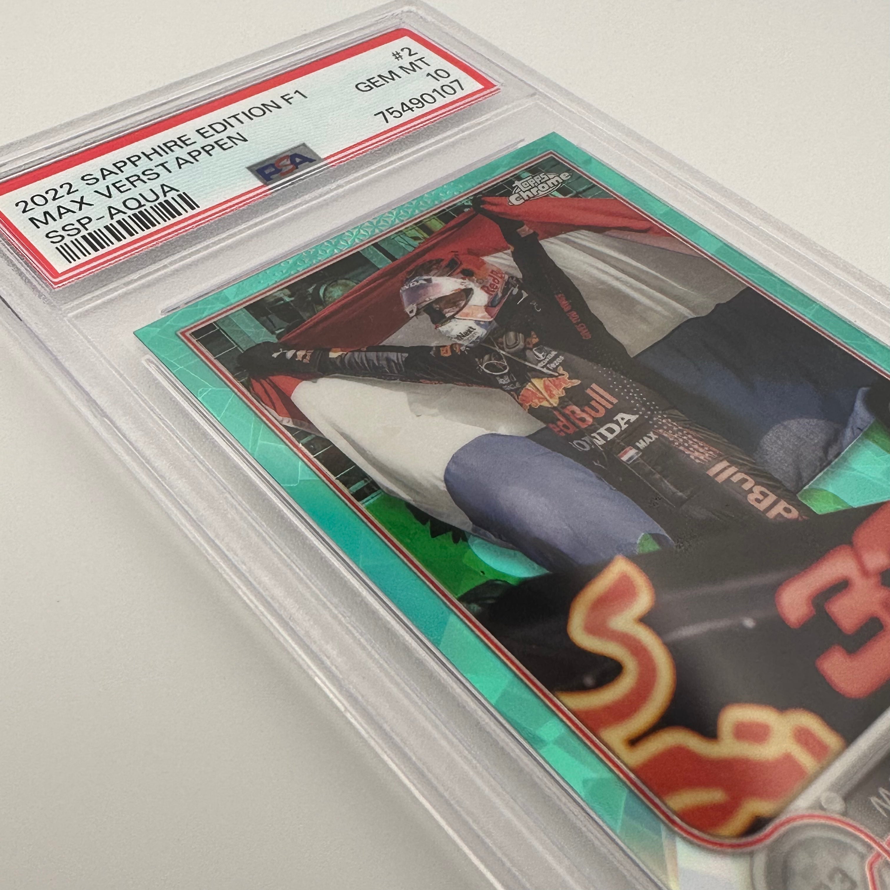 PSA 10 MAX VERSTAPPEN #2 SAPPHIRE EDITION SSP AQUA /99 - Rare Trading Card for Collectors & F1 Fans - Perfect for Display, Investment & Memorabilia Collections