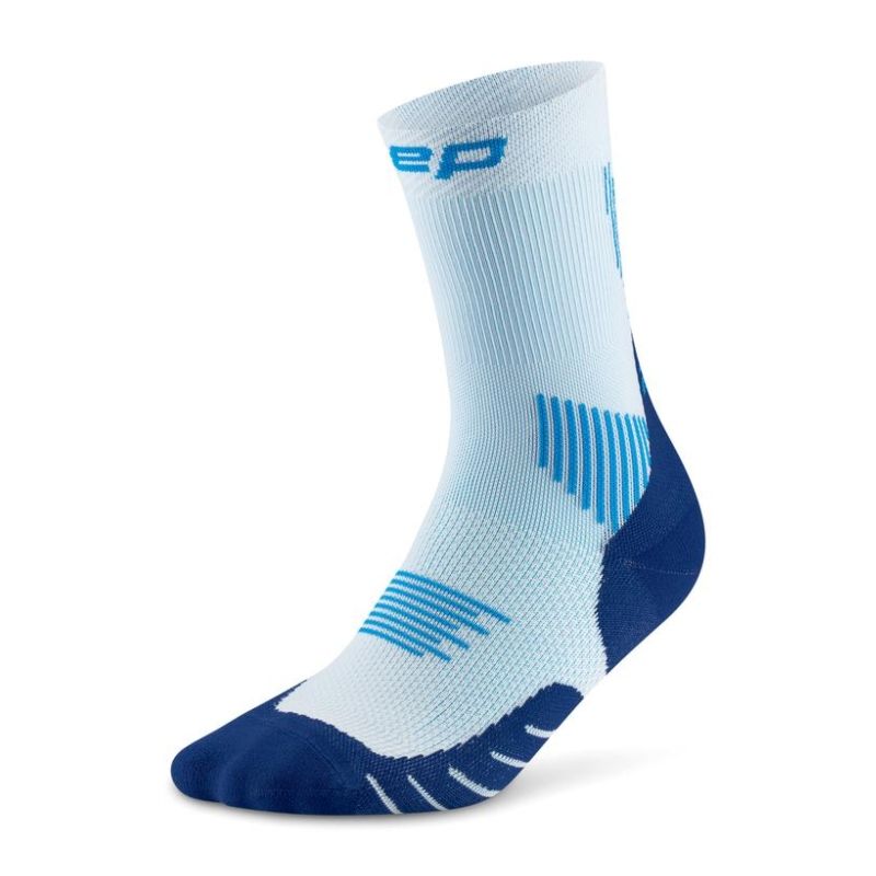 CEP Men's Run Socks Mid Cut 5.0 - Compression Running Socks for Men with Arch Support & Breathable Fabric (Ice Blue) - Ideal for Marathon, Jogging & Workout