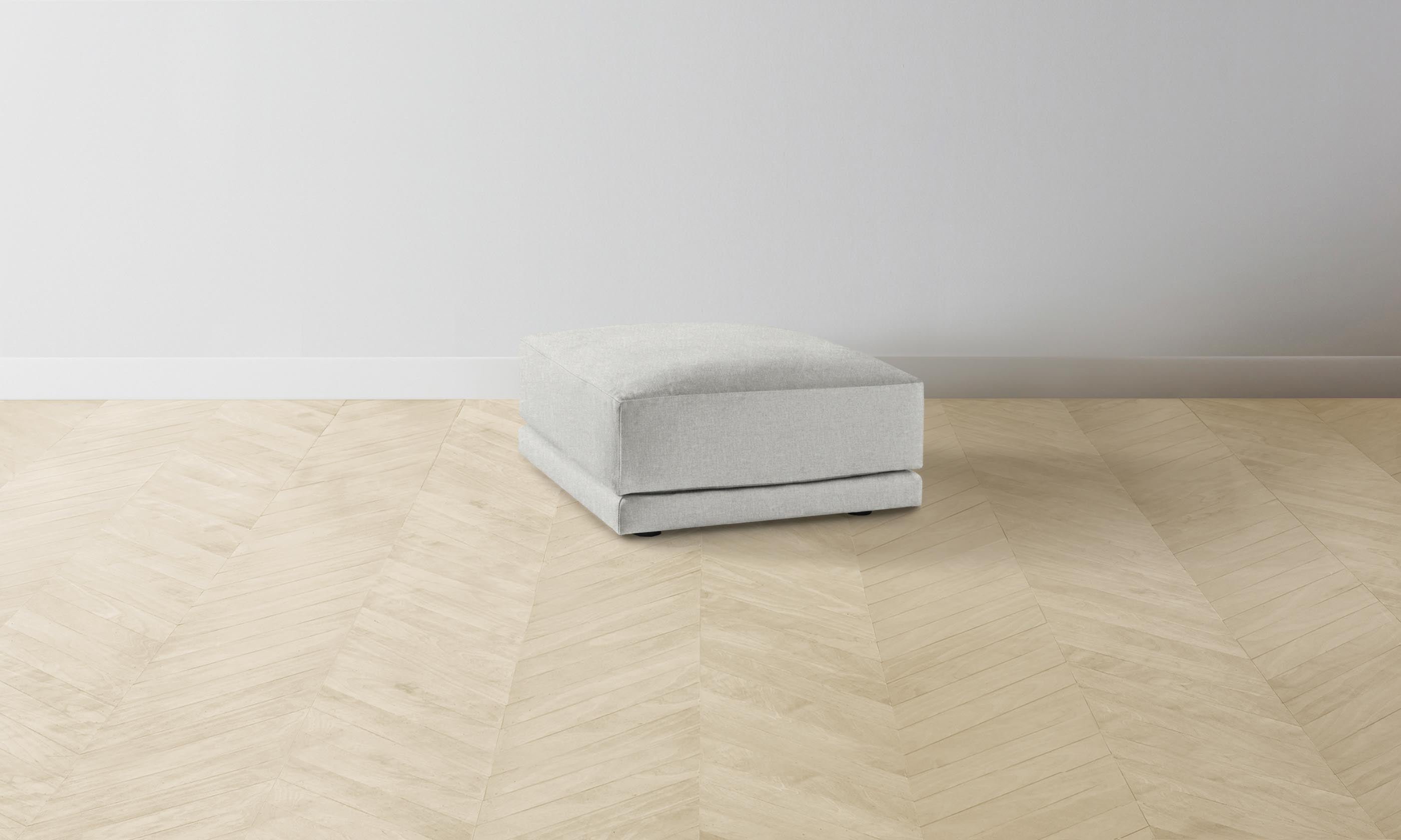 Premium Jones Ottoman - Soft Merino Wool Upholstery in Heather Grey - Perfect for Living Room, Bedroom & Home Office Comfort