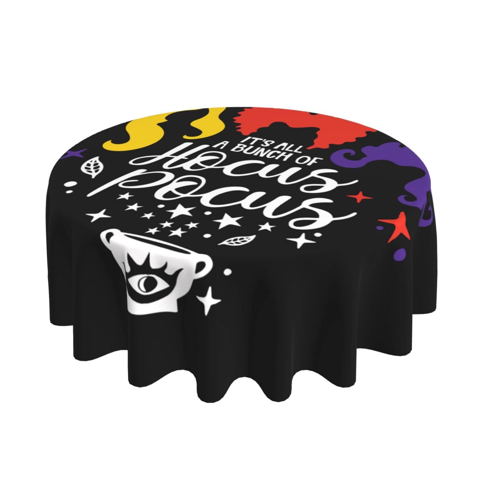 Hocus Pocus Halloween Tablecloth 60x60 Inch - Sanderson Sisters Design, Stain & Wrinkle Resistant Polyester - Perfect for Kitchen, Dining & Halloween Parties