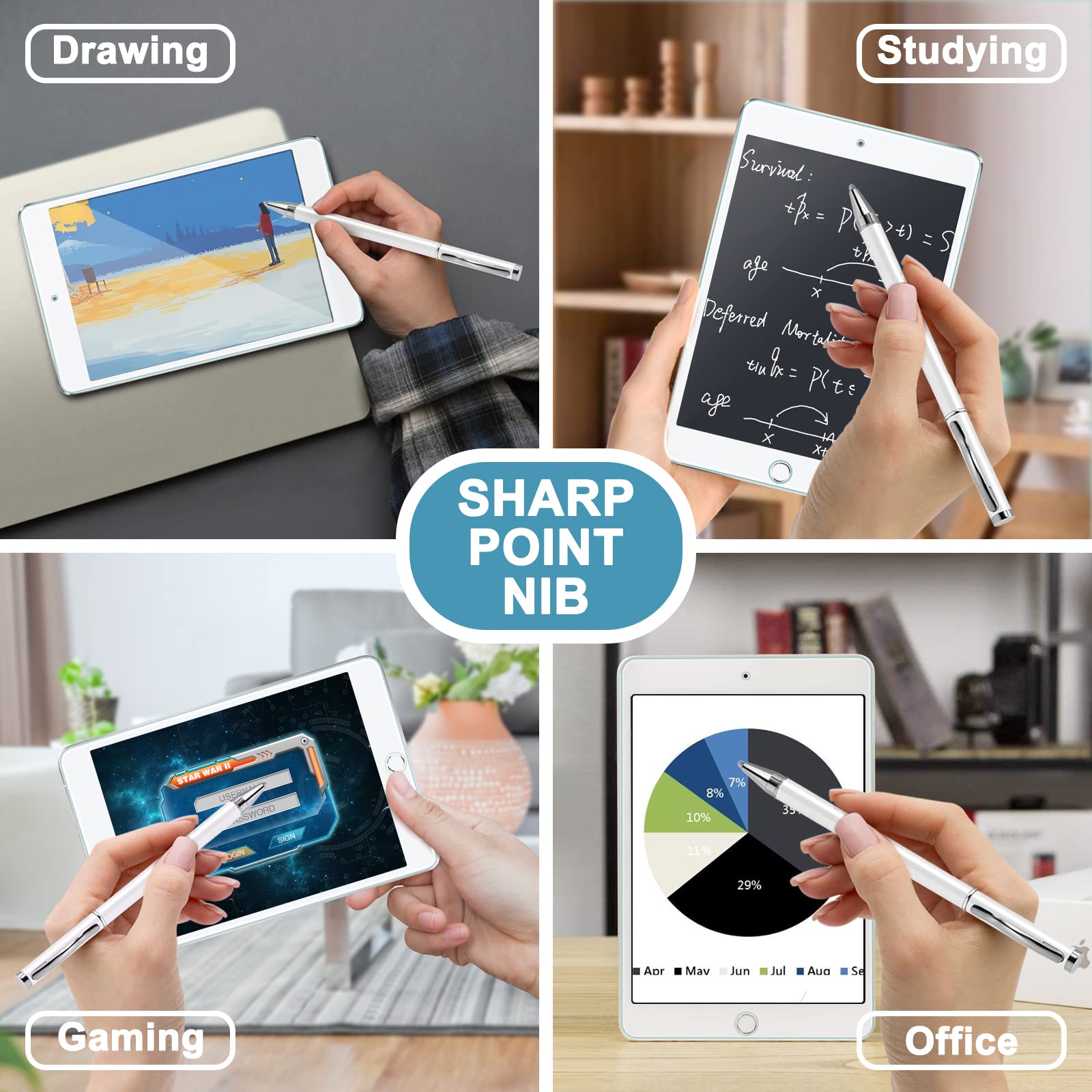 Premium Stylus Pen with Precision Sensor for iPad Mini 5, iPad Pro 11 & Samsung Tab A7 - Ultra-Sensitive Touch Screen Film Compatible Stylus - Perfect for Drawing, Note-Taking & Digital Signatures