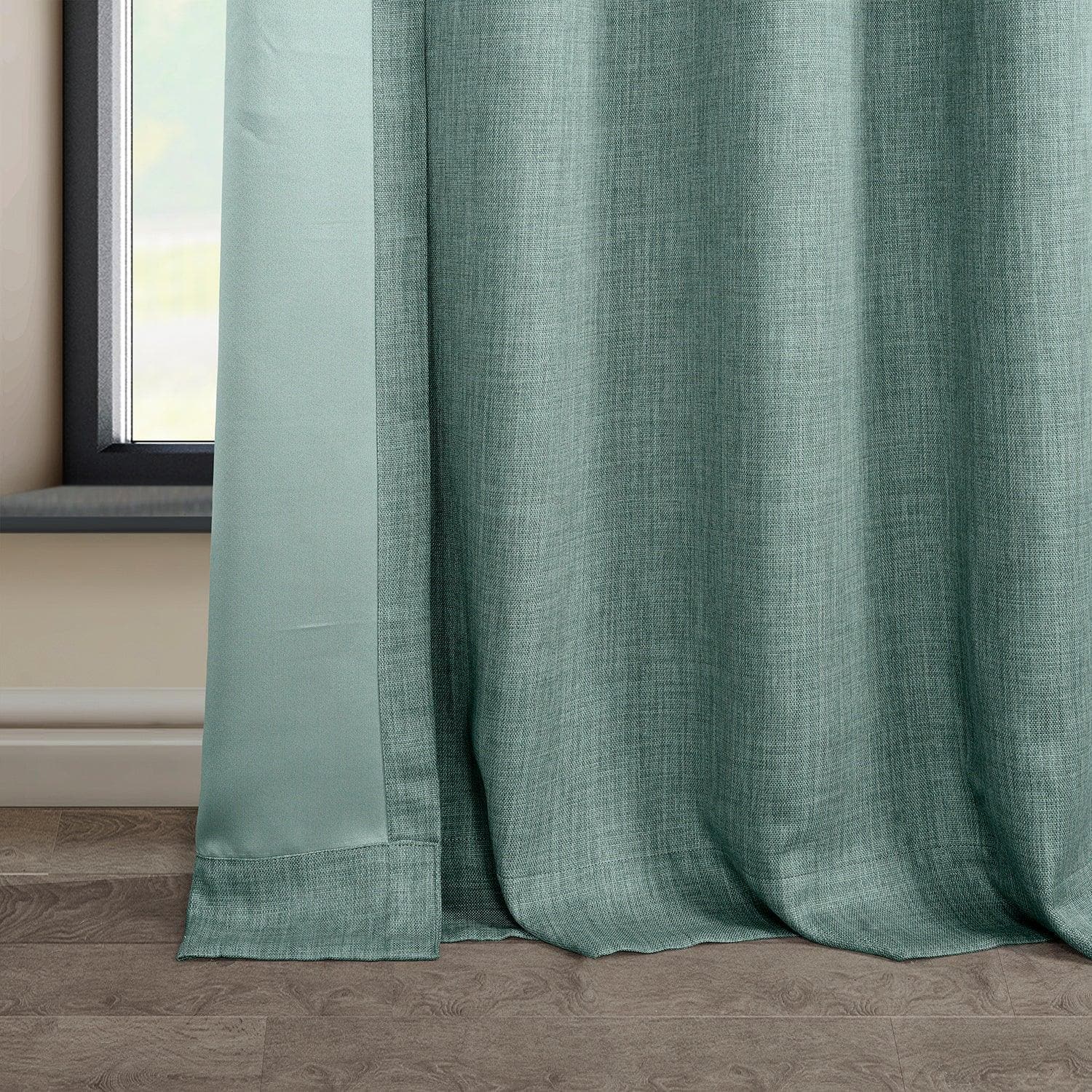 Sea Thistle Grommet Textured Faux Linen Blackout Curtains - Light Blocking Window Treatment for Bedroom, Living Room & Nursery