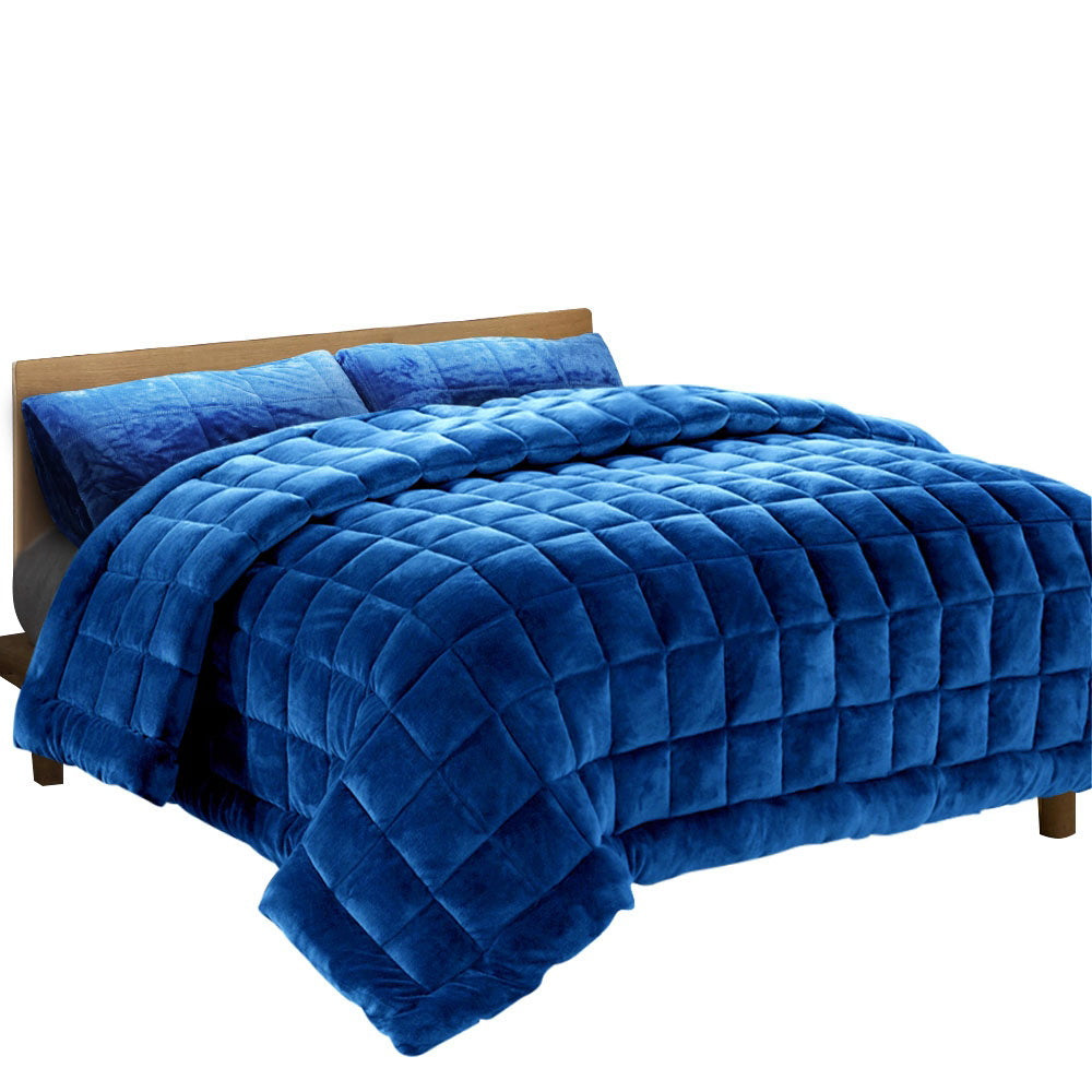 Premium Faux Mink Weighted Blanket - King Size Winter Comforter in Teal Blue | Soft & Cozy Bedding for Stress Relief, Anxiety & Better Sleep