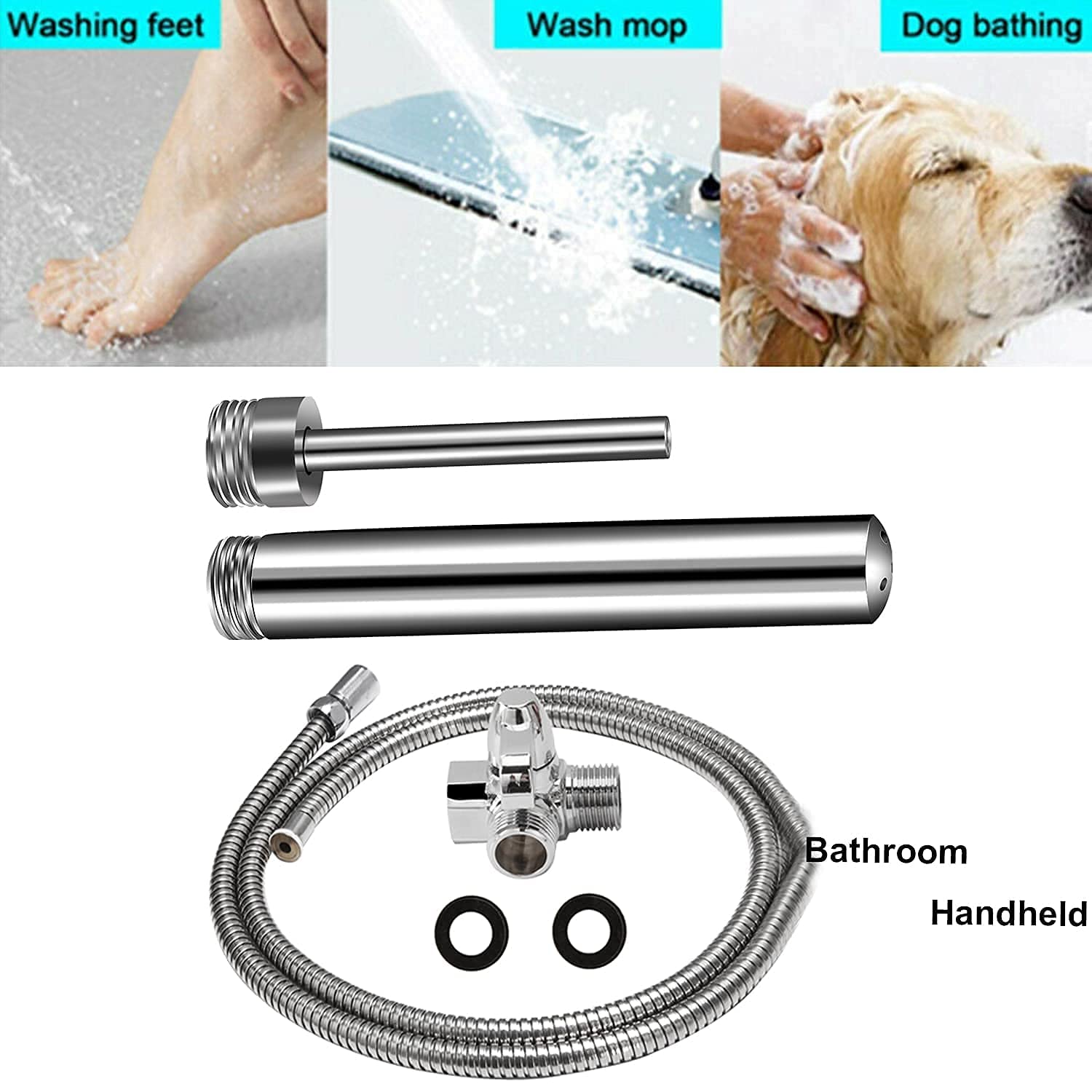 STARHAND 4-Piece Shower Enema System Kit - 6-Foot Hose with 2 Nozzles & Flow Control for Men & Women - Perfect for Colon Cleansing, Detox, and Personal Hygiene at Home