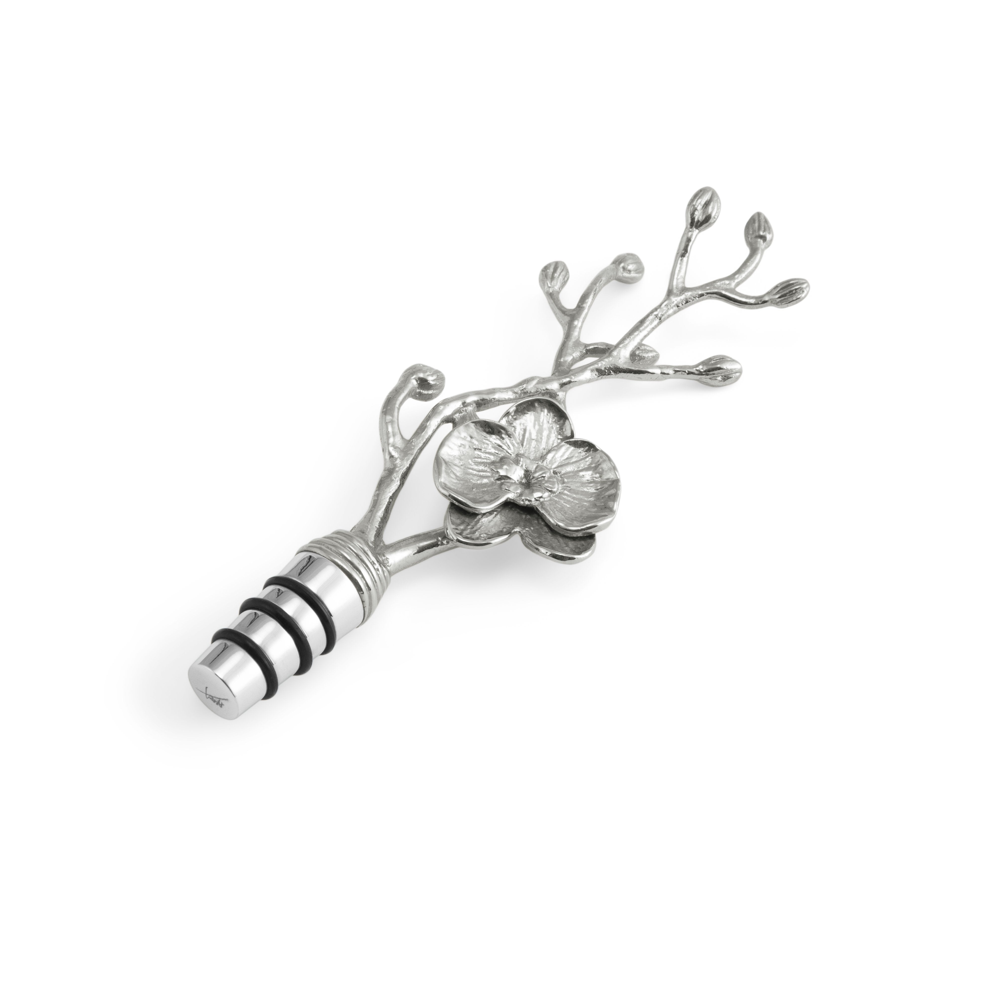 Elegant White Orchid Wine Stopper - Premium Glass Wine Bottle Sealer for Champagne & Sparkling Wine - Perfect for Gifts, Parties & Home Bar Accessories