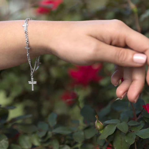 Sterling Silver Cross Bracelet for Women - Religious Jewelry Gift for Baptism, Confirmation & Everyday Wear - M H W ACCESSORIES