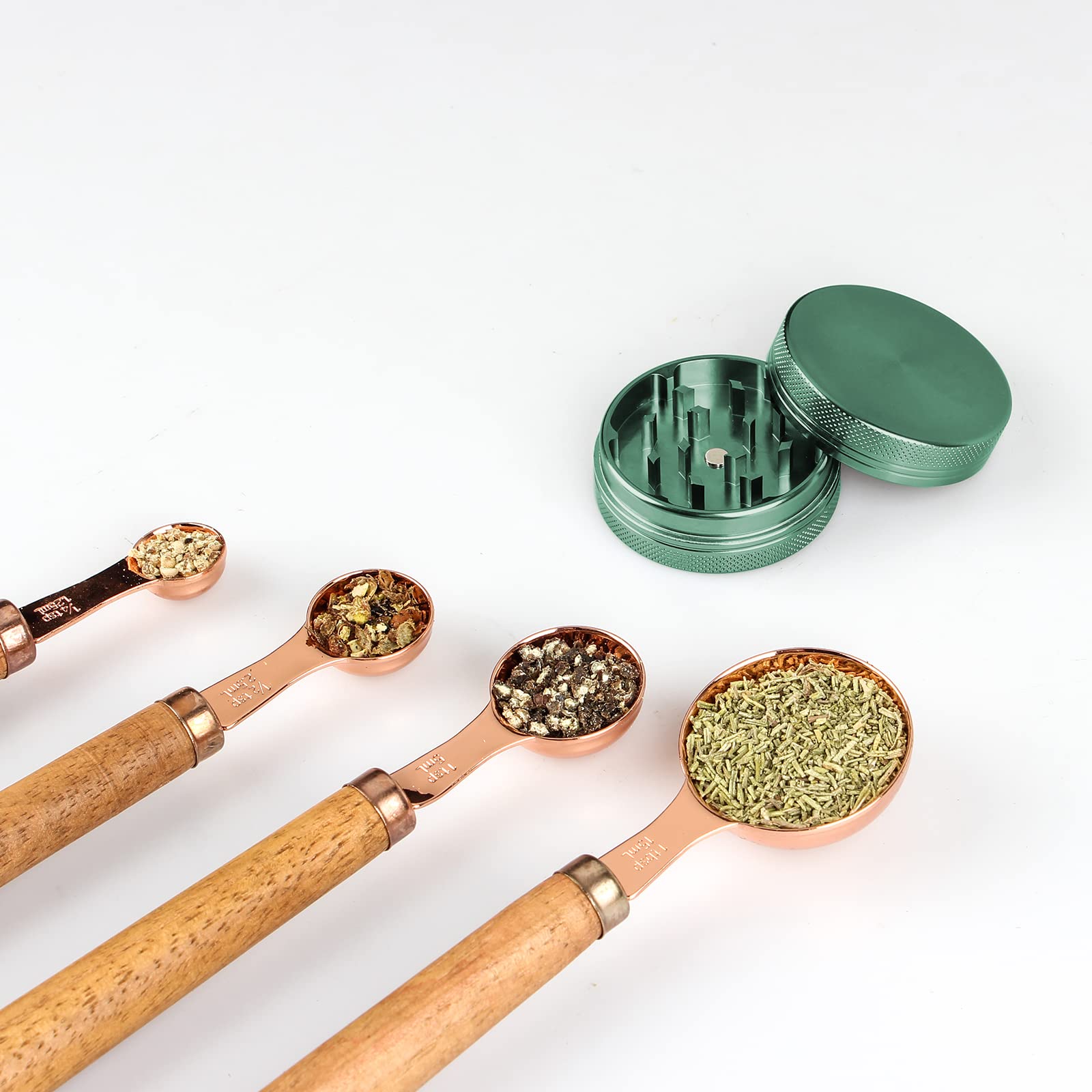 Premium 2 Inch Portable Spice Grinder with Magnetic Lid - Compact Herb Crusher for Kitchen, Camping & Travel - Green