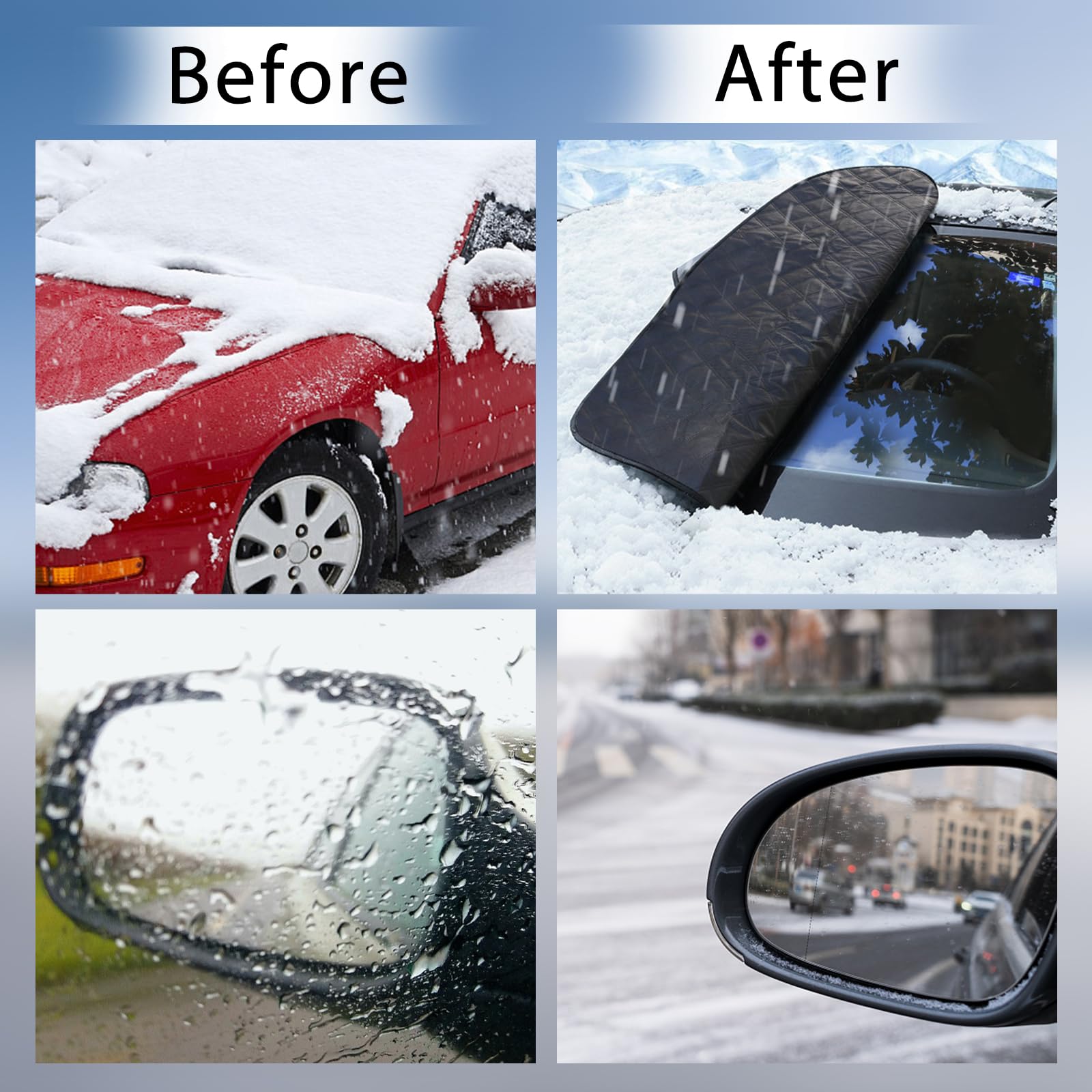 **Heavy Duty Windshield Cover for Ice and Snow Protection - Universal Fit for Cars, Trucks, SUVs & Vans with Side Mirror Covers | Winter Car Accessories for Extreme Weather**    *(Perfect for Overnight Parking, Snow Storms, and Freezing Temperatures to Keep Your Windshield Clear and Frost-Free)*